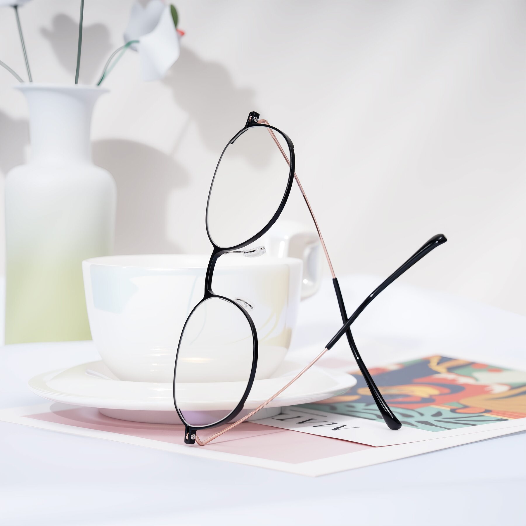 Lifestyle photography #2 of Pineda in Black/Rose Gold with Clear Eyeglass Lenses