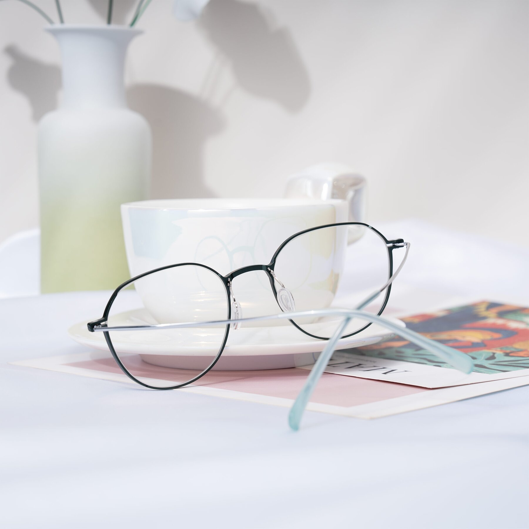 Lifestyle photography #1 of Pineda in Dark Green/Silver with Clear Eyeglass Lenses