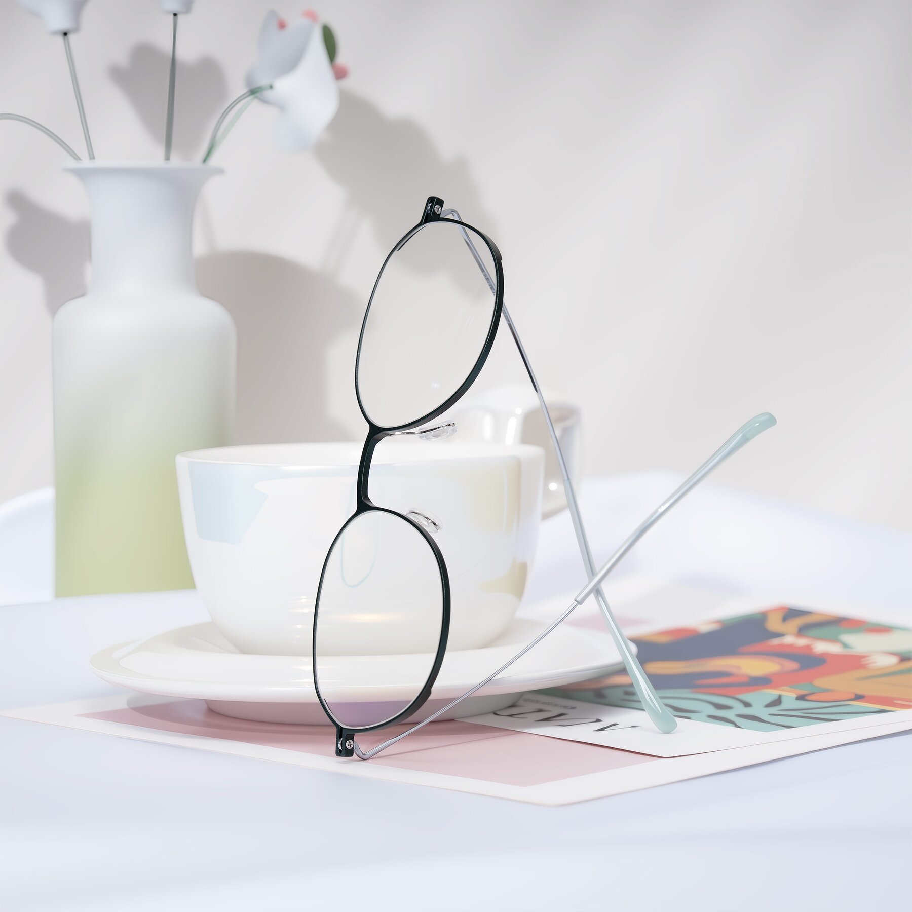 Lifestyle photography #2 of Pineda in Dark Green/Silver with Clear Eyeglass Lenses