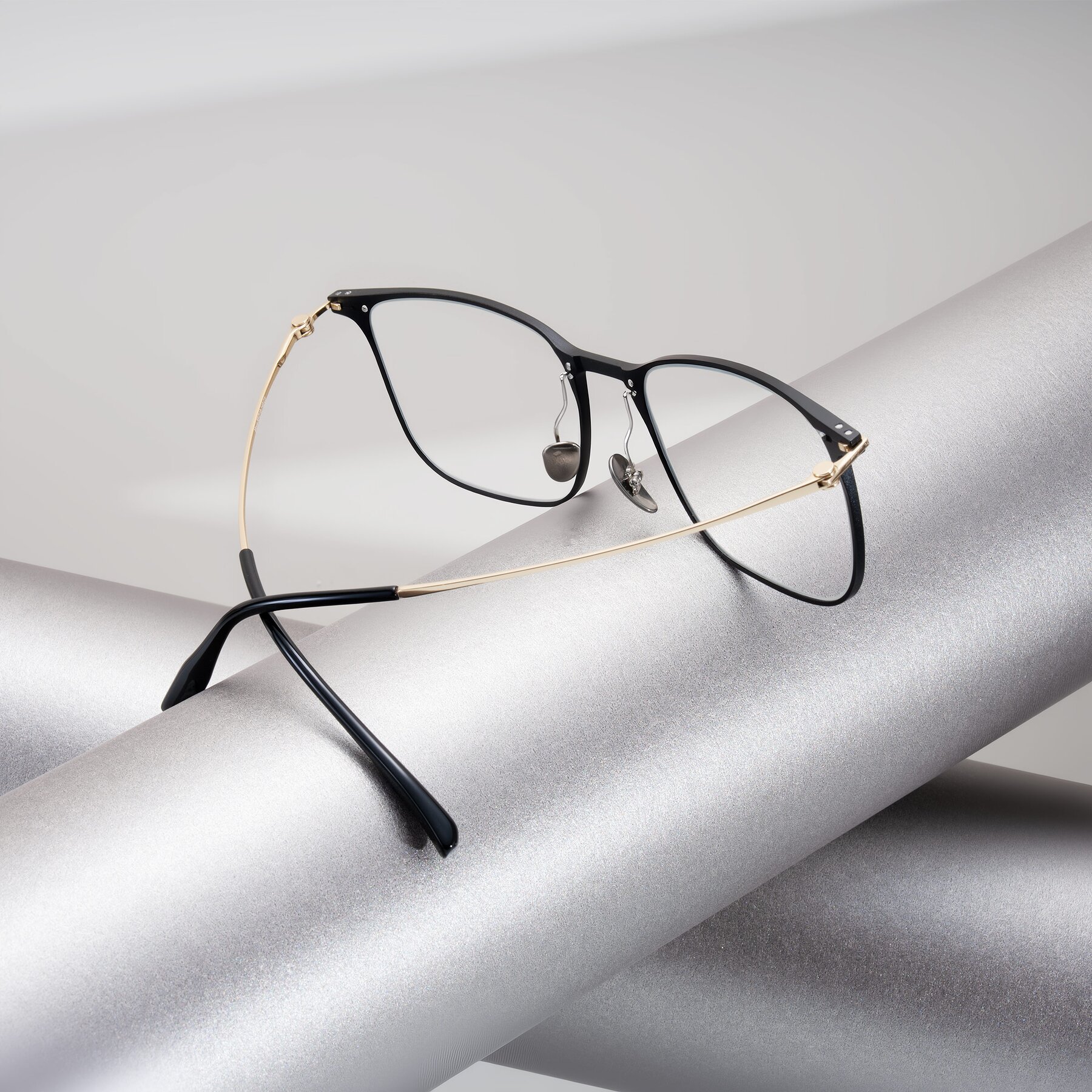 Lifestyle photography #2 of Moua in Black/Gold with Clear Eyeglass Lenses