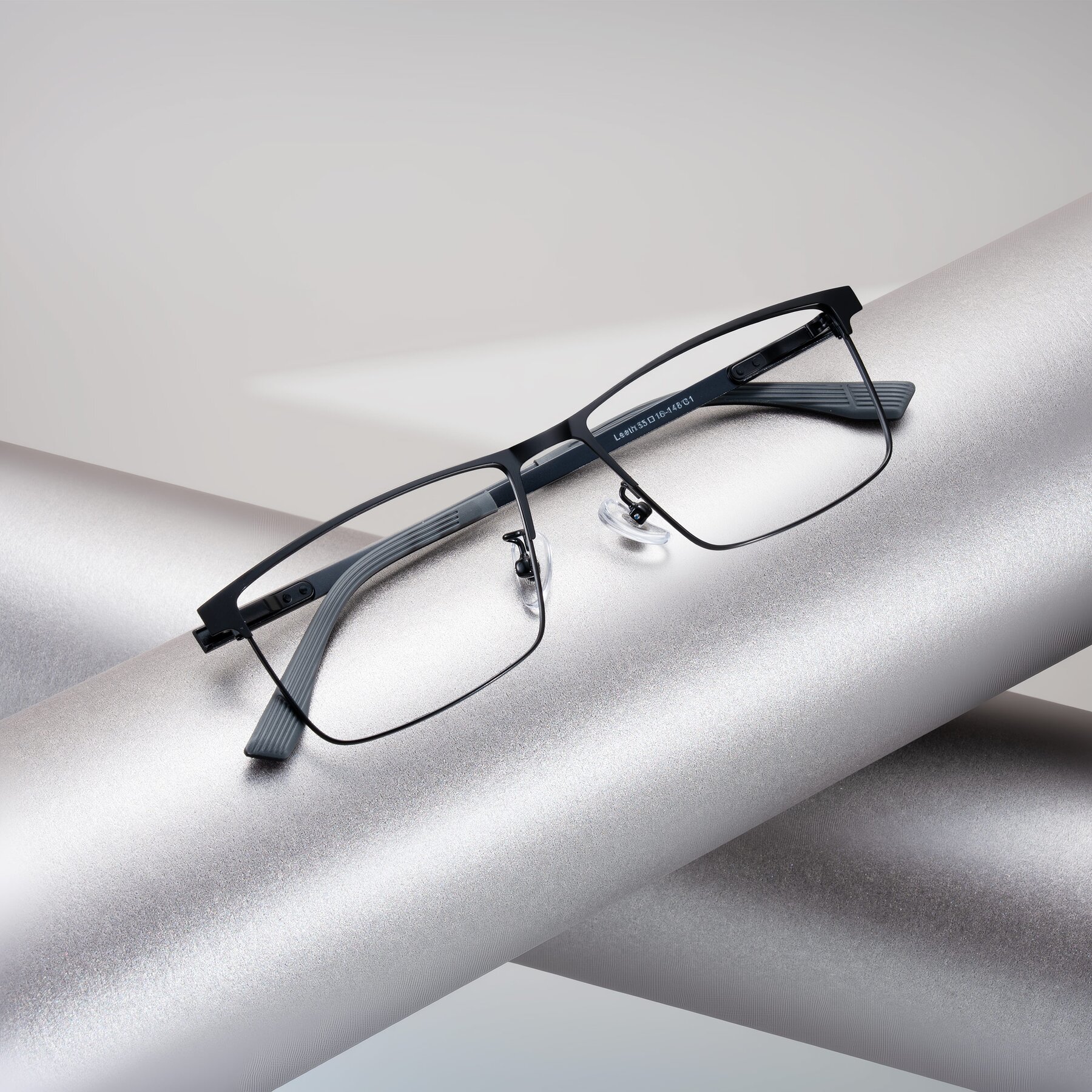 Men's lifestyle photography #1 of Leeth in Black with Clear Eyeglass Lenses
