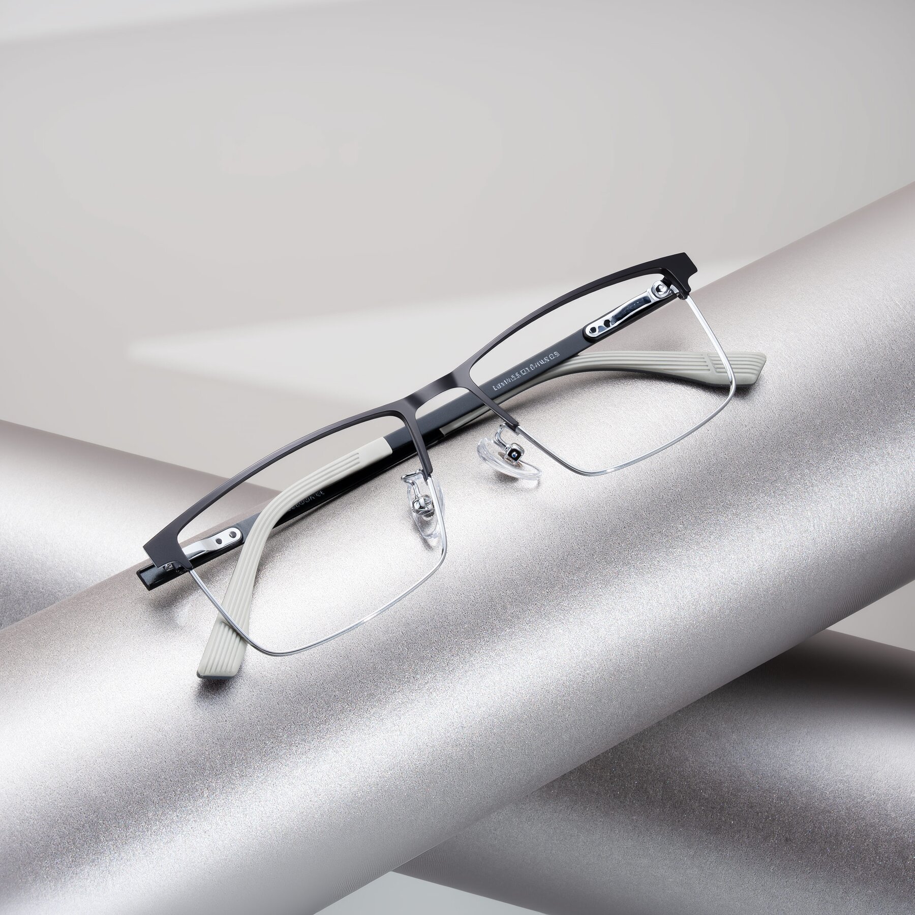 Men's lifestyle photography #1 of Leeth in Dark Gray/Silver with Clear Eyeglass Lenses
