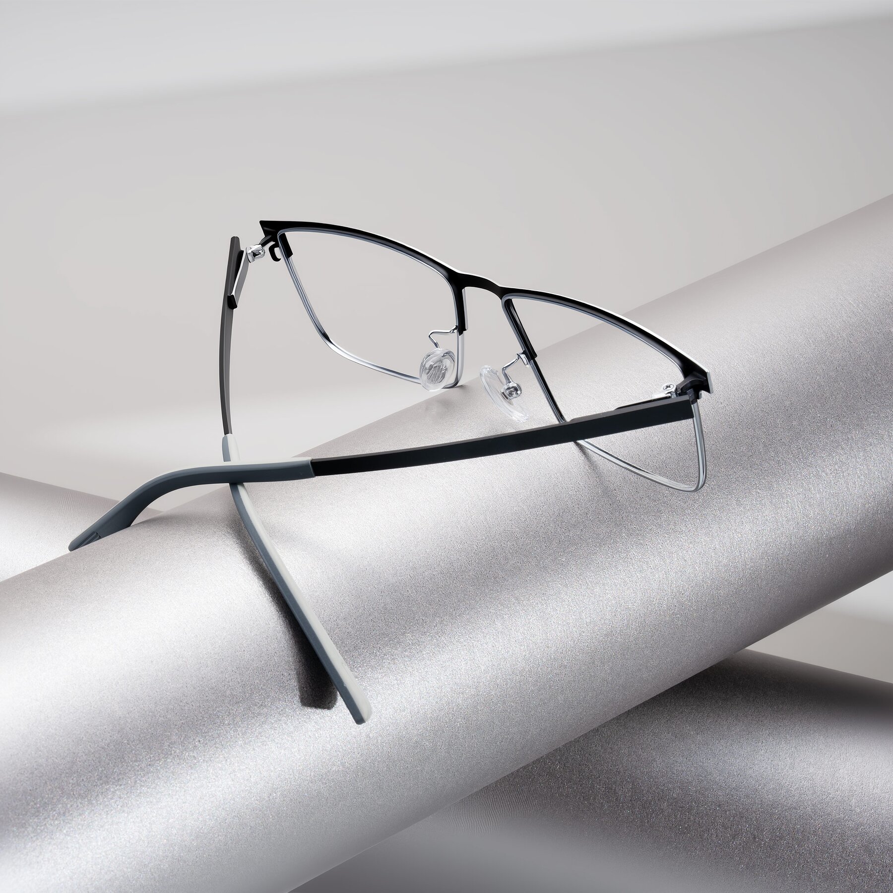 Men's lifestyle photography #2 of Leeth in Dark Gray/Silver with Clear Eyeglass Lenses