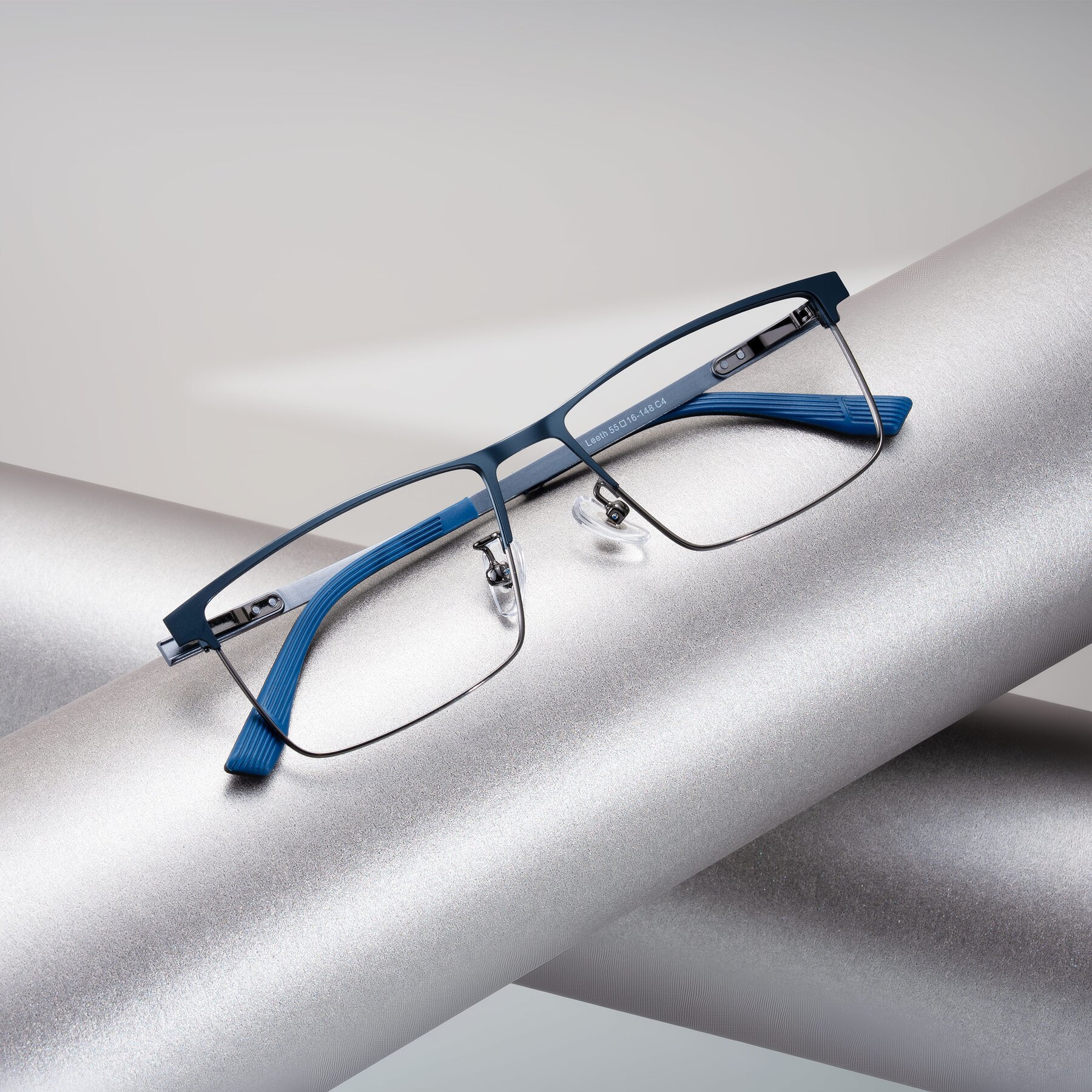 Men's lifestyle photography #1 of Leeth in Blue/Gunmetal with Clear Eyeglass Lenses