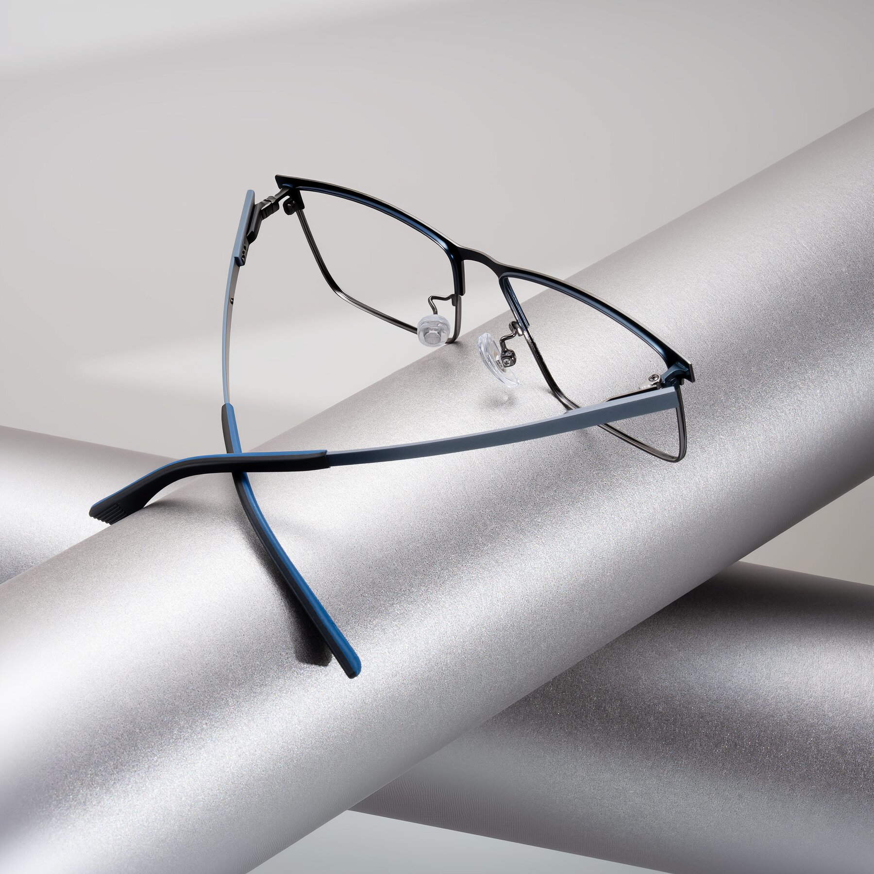 Men's lifestyle photography #2 of Leeth in Blue/Gunmetal with Clear Eyeglass Lenses