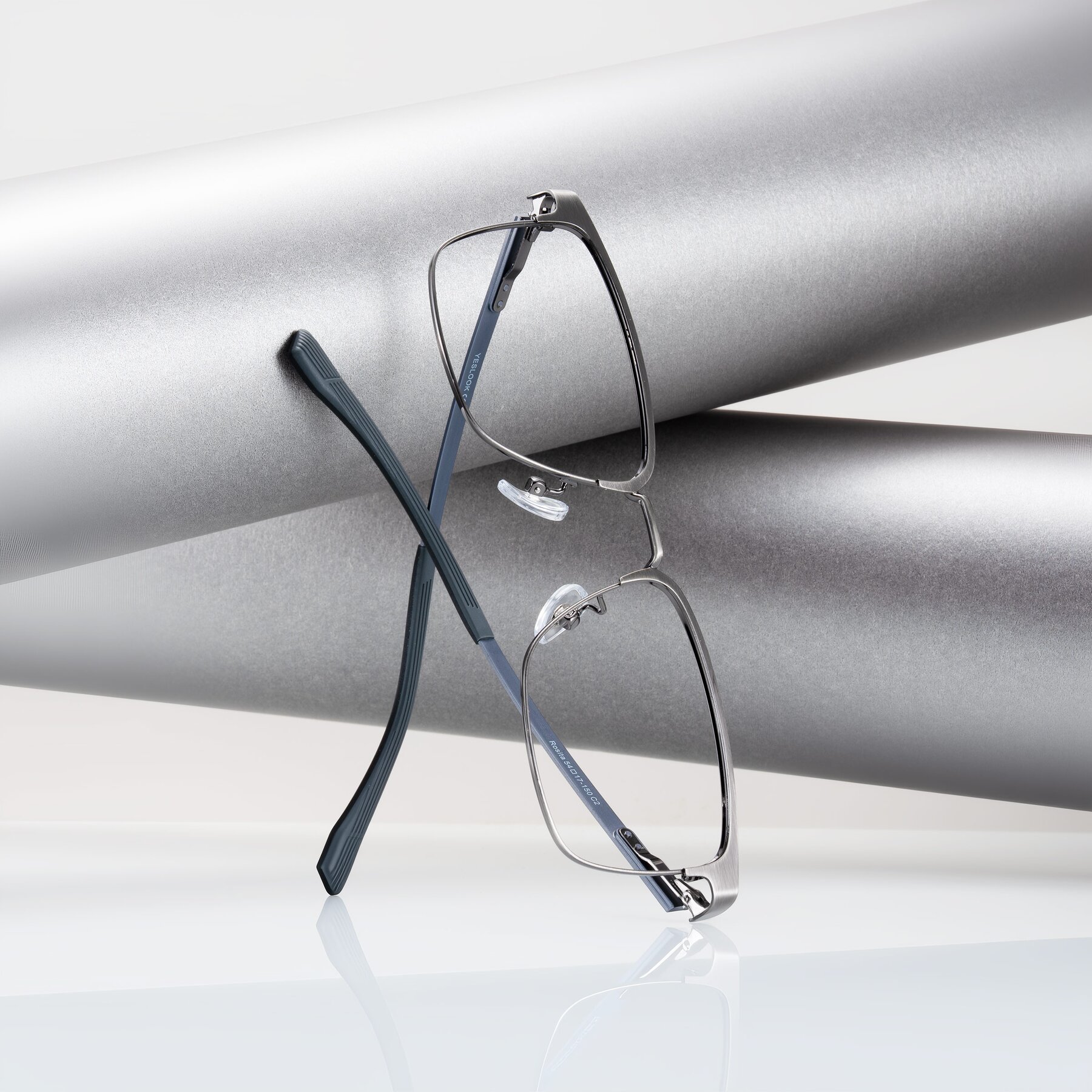 Men's lifestyle photography #1 of Rosita in Brushed Silver with Clear Eyeglass Lenses