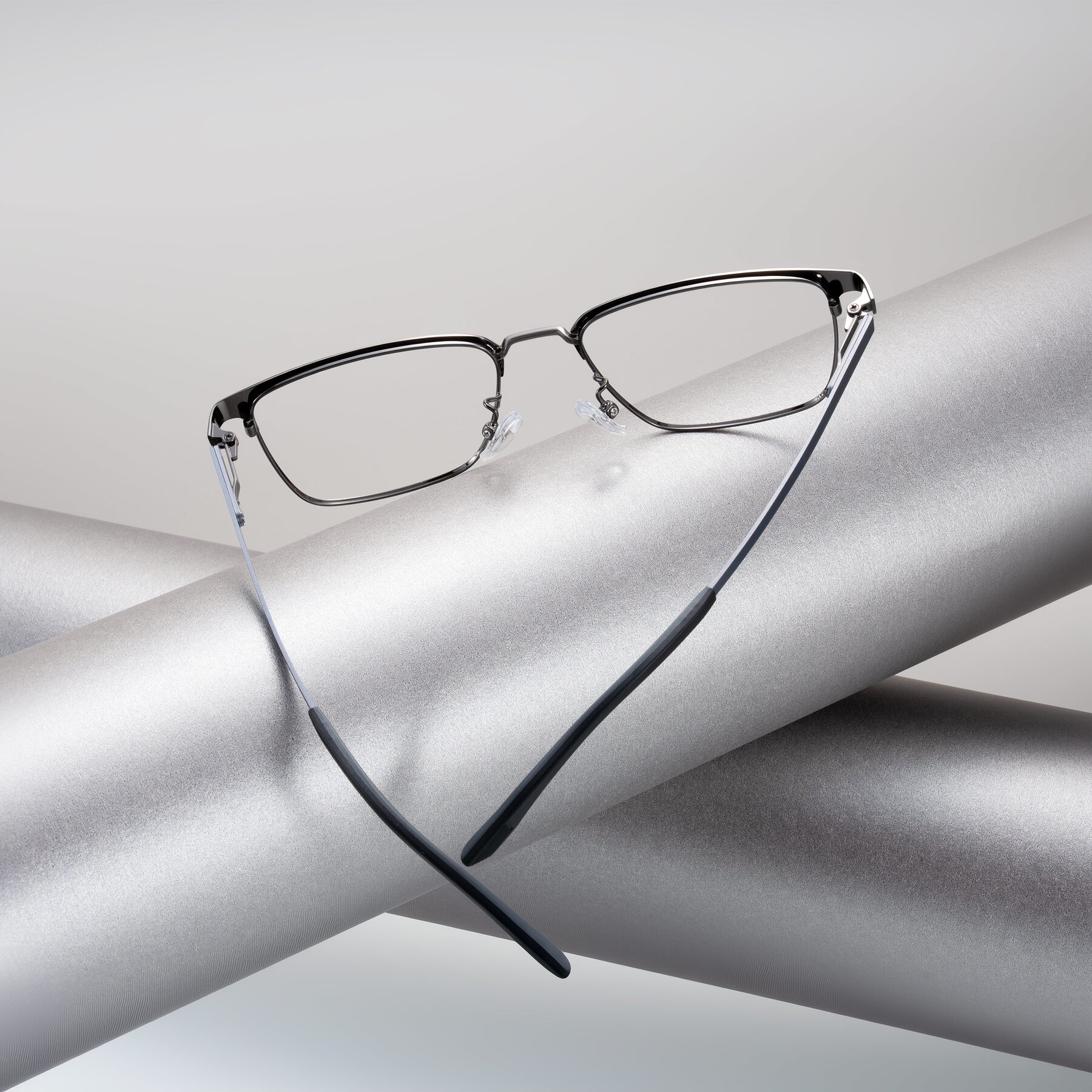 Men's lifestyle photography #2 of Rosita in Brushed Silver with Clear Eyeglass Lenses