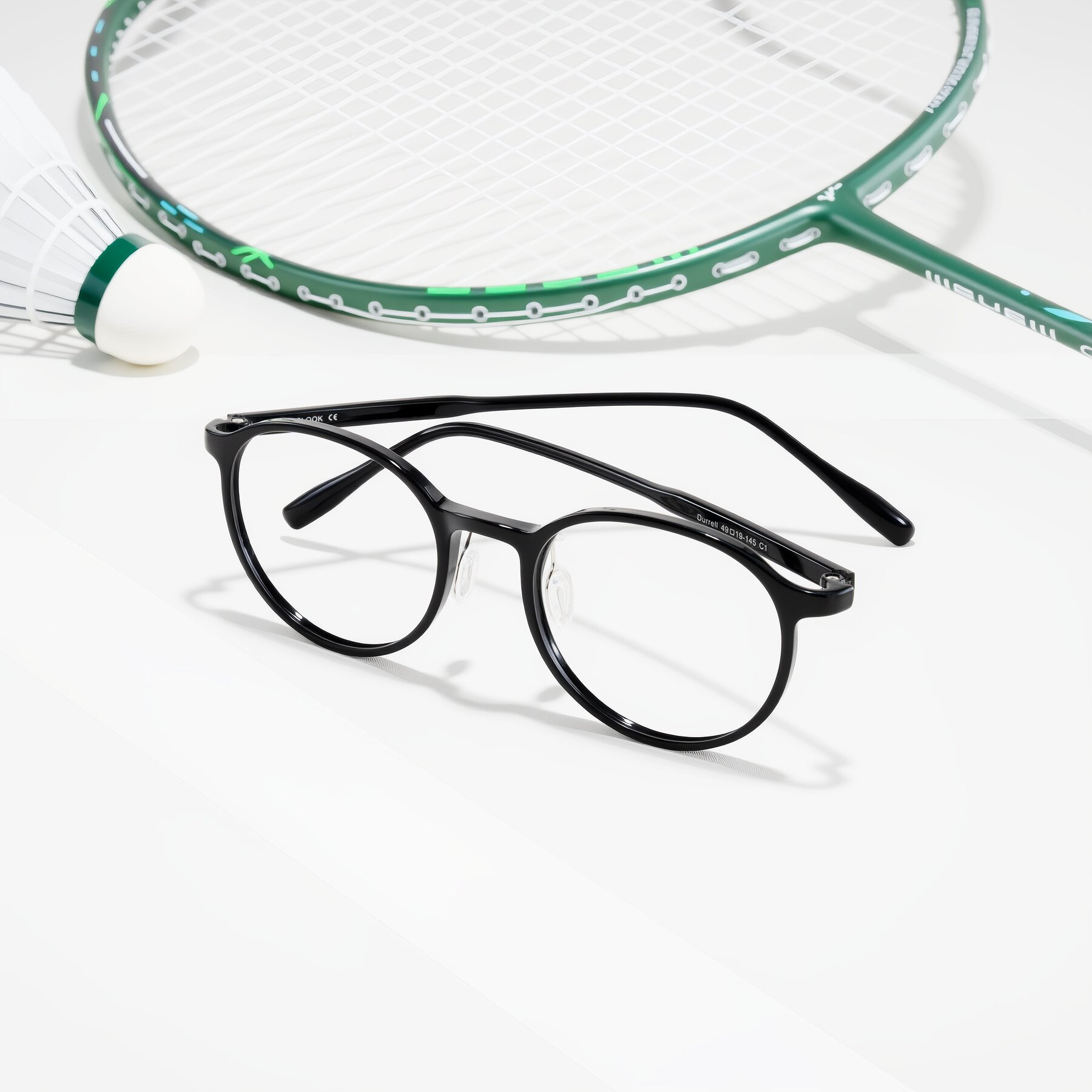 Lifestyle photography #2 of Durrell in Black with Clear Blue Light Blocking Lenses