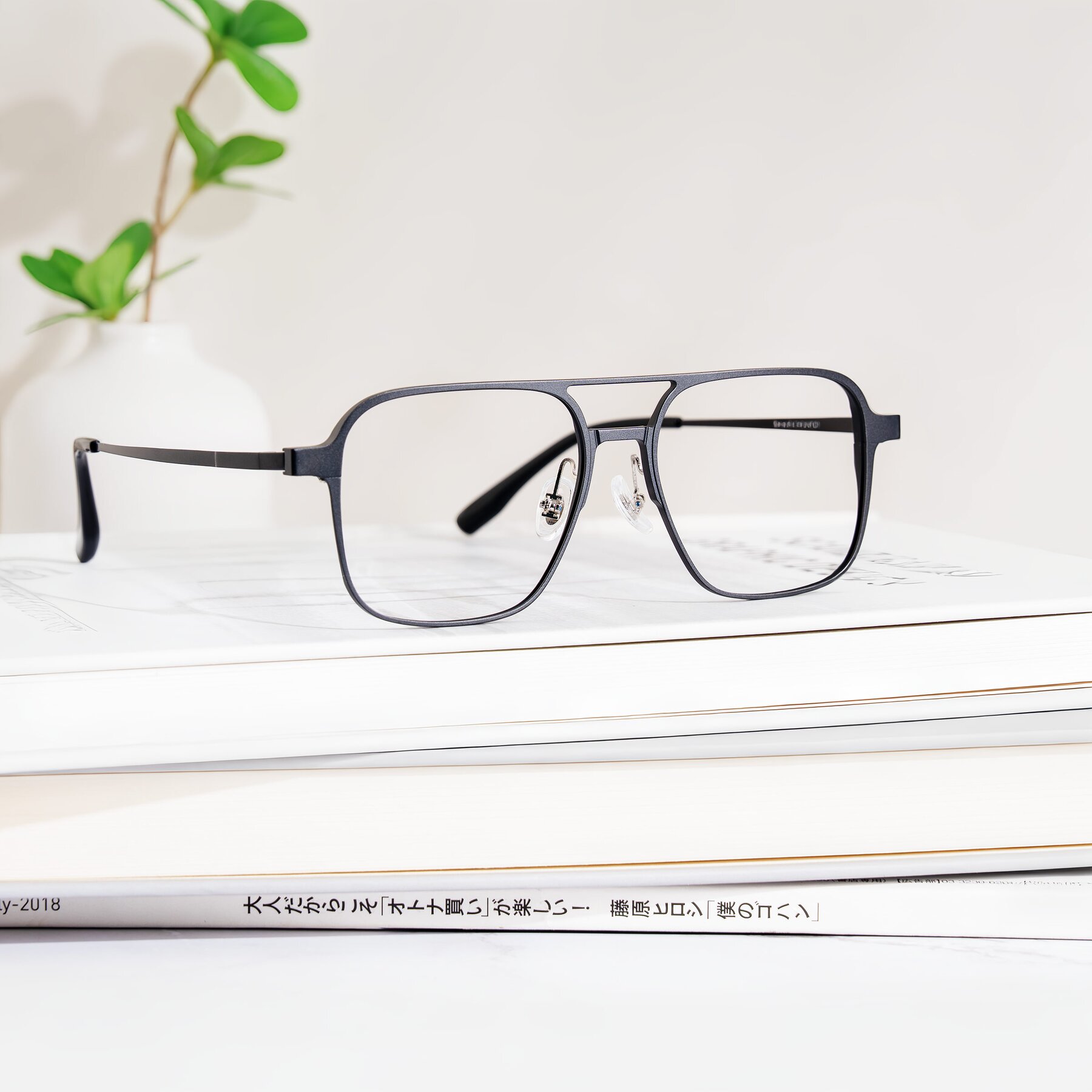 Lifestyle photography #1 of Sanya in Matte Black with Clear Blue Light Blocking Lenses