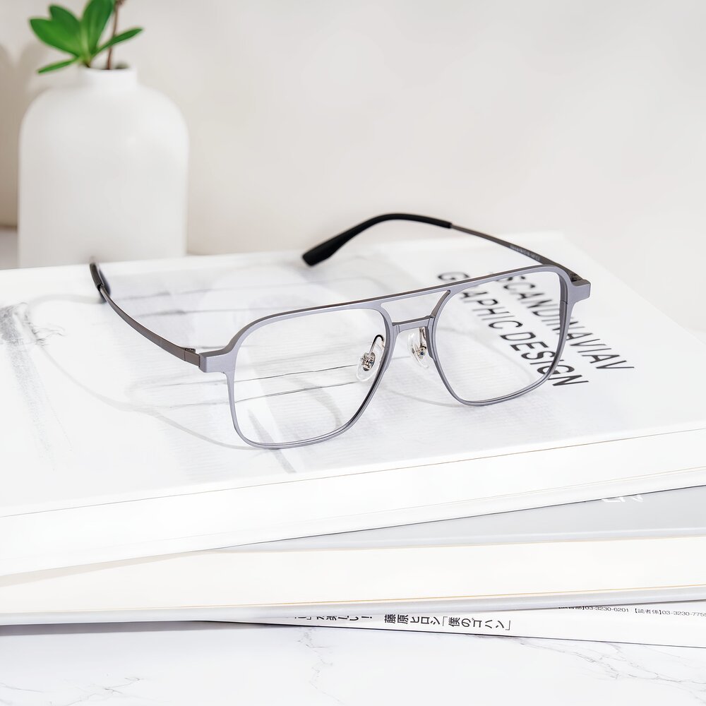 Gunmetal Grandpa Double Bridge Magnesium Alloy Eyeglasses