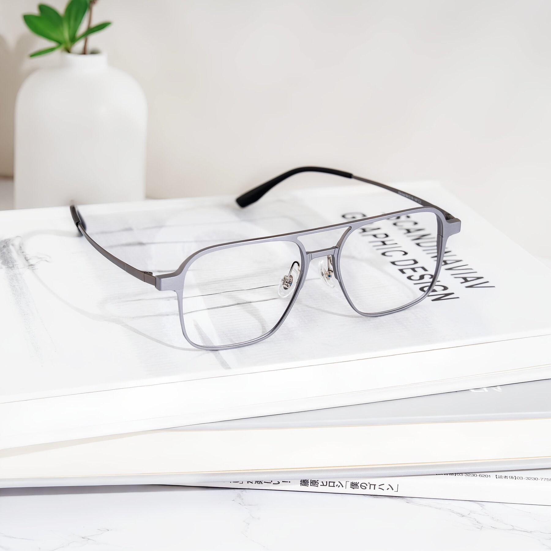 Lifestyle photography #1 of Sanya in Gunmetal with Clear Eyeglass Lenses