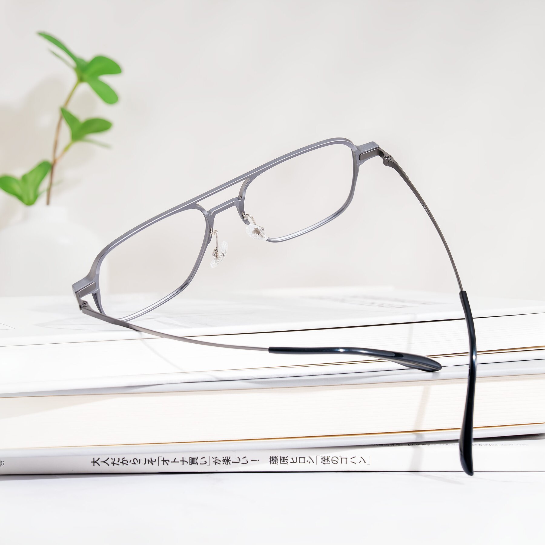 Lifestyle photography #2 of Sanya in Gunmetal with Clear Eyeglass Lenses