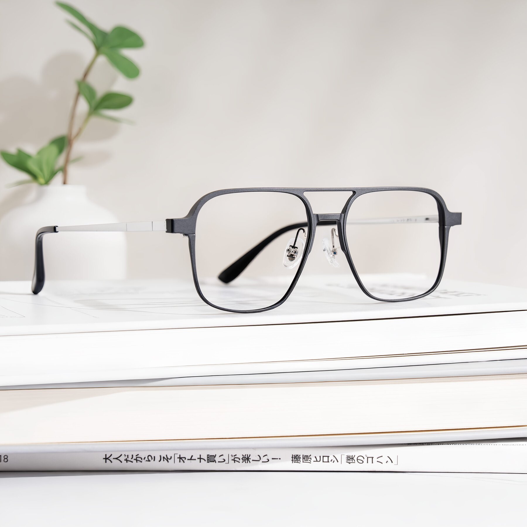 Lifestyle photography #1 of Sanya in Matte Black/Silver with Clear Eyeglass Lenses