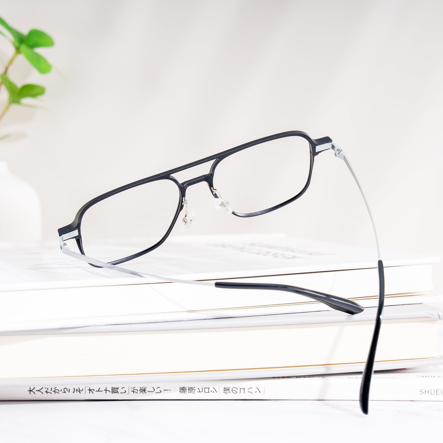 Lifestyle photography #2 of Sanya in Matte Black/Silver with Clear Eyeglass Lenses