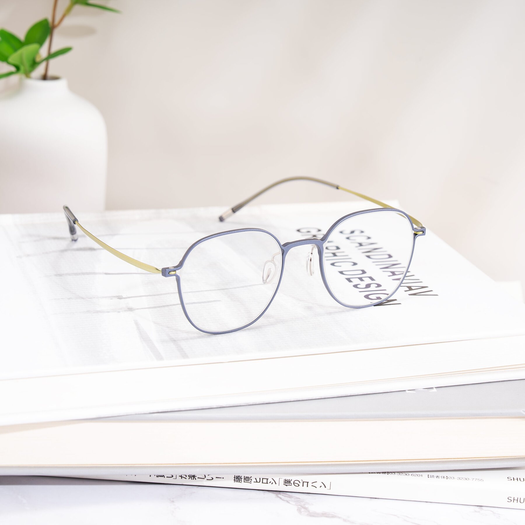 Lifestyle photography #1 of Lytle in Slate Blue/Olive with Clear Eyeglass Lenses