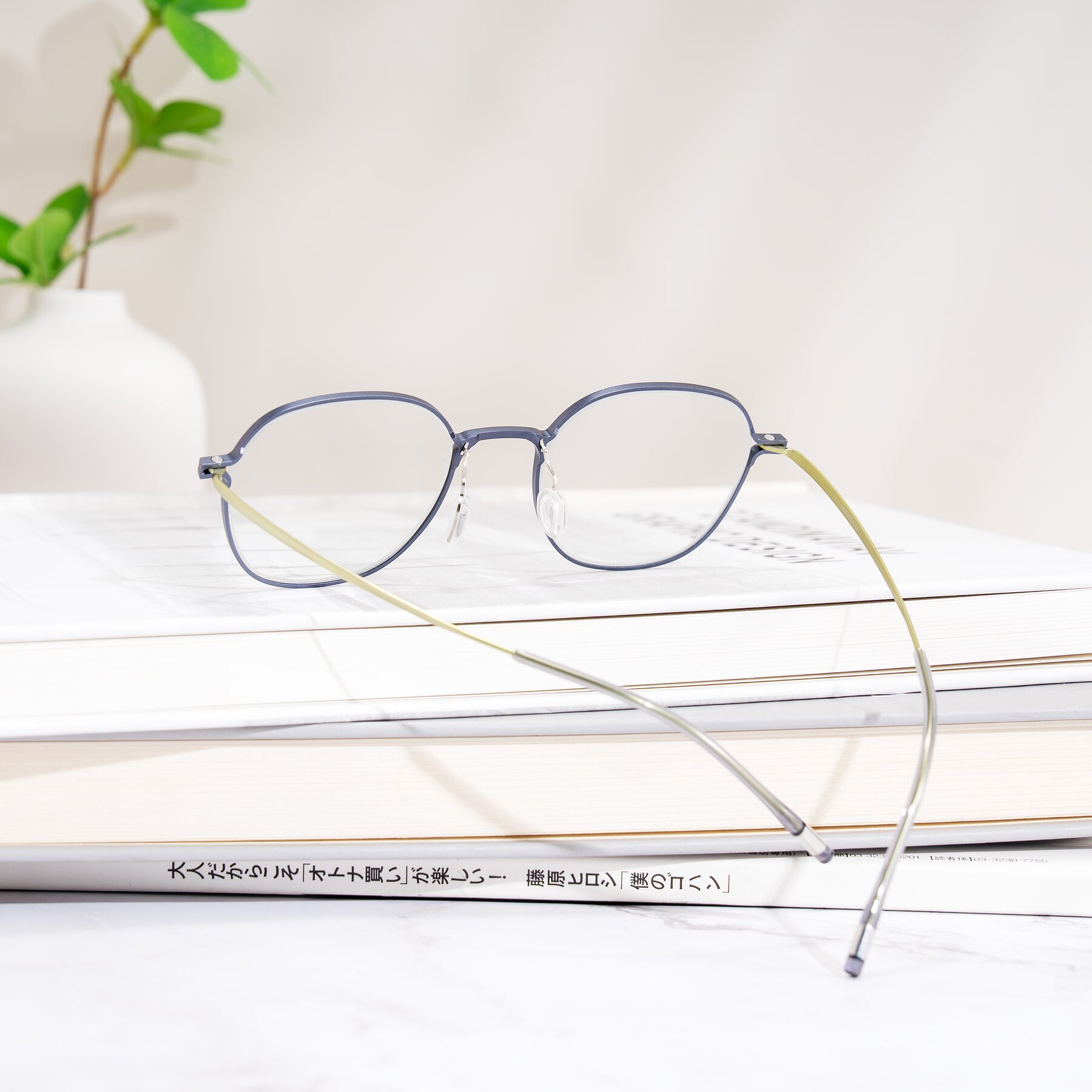 Lifestyle photography #2 of Lytle in Slate Blue/Olive with Clear Eyeglass Lenses