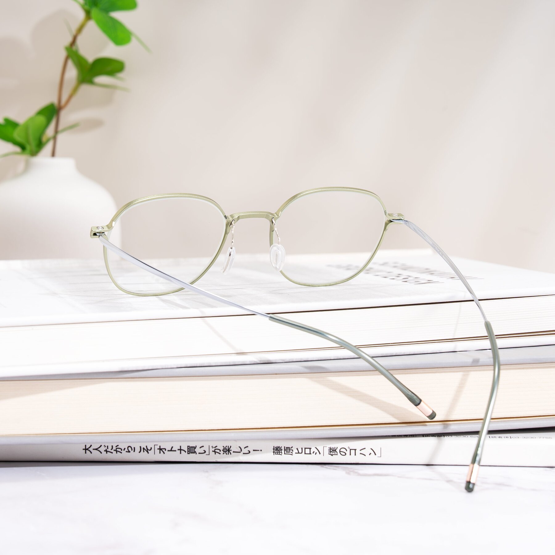 Lifestyle photography #2 of Lytle in Matte Olive/Silver with Clear Eyeglass Lenses