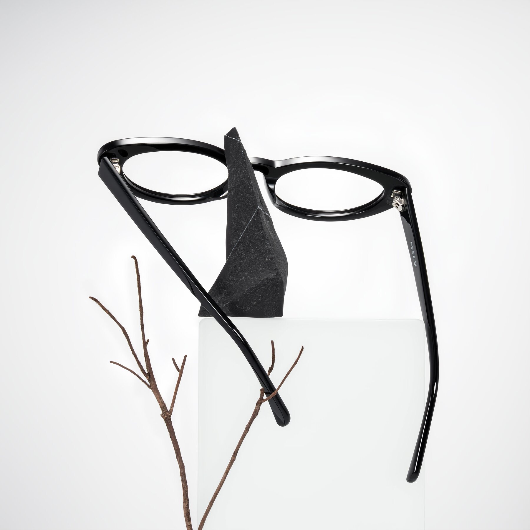 Lifestyle photography #2 of Baggot in Black with Clear Blue Light Blocking Lenses