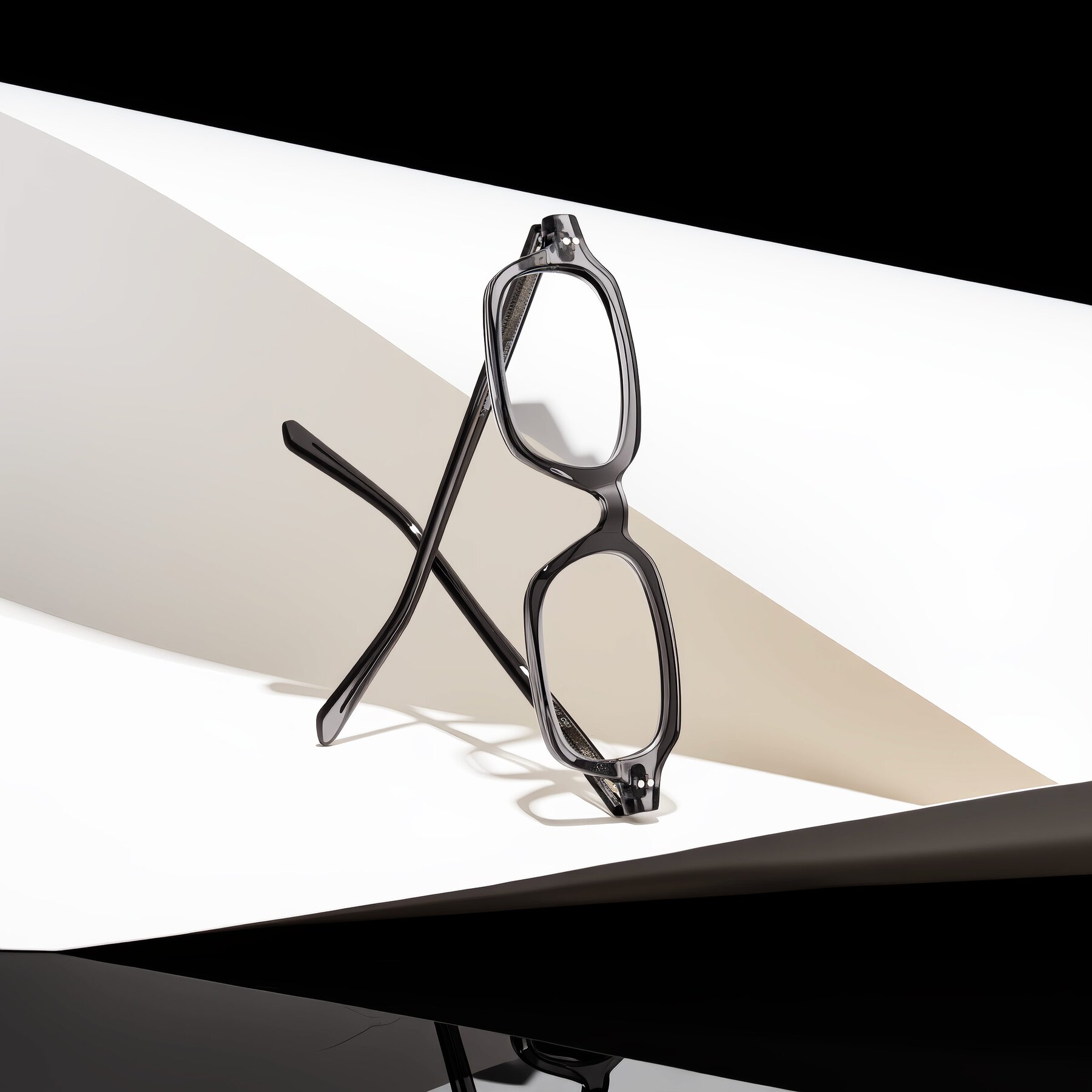 Lifestyle photography #1 of Eustis in Transparent Gray with Clear Eyeglass Lenses