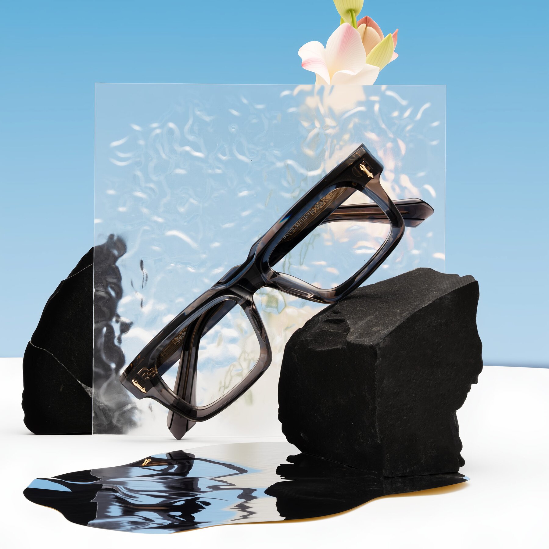 Lifestyle photography #1 of Zade in Translucent Gray with Clear Eyeglass Lenses