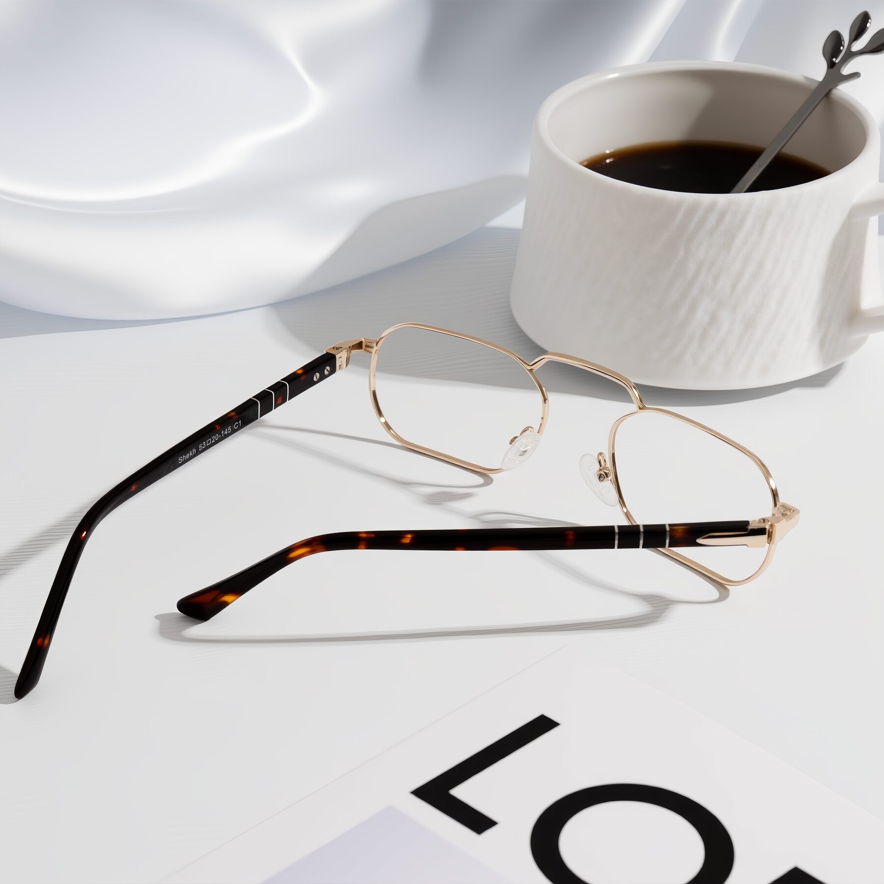 Lifestyle photography #1 of Shekh in Gold with Clear Eyeglass Lenses