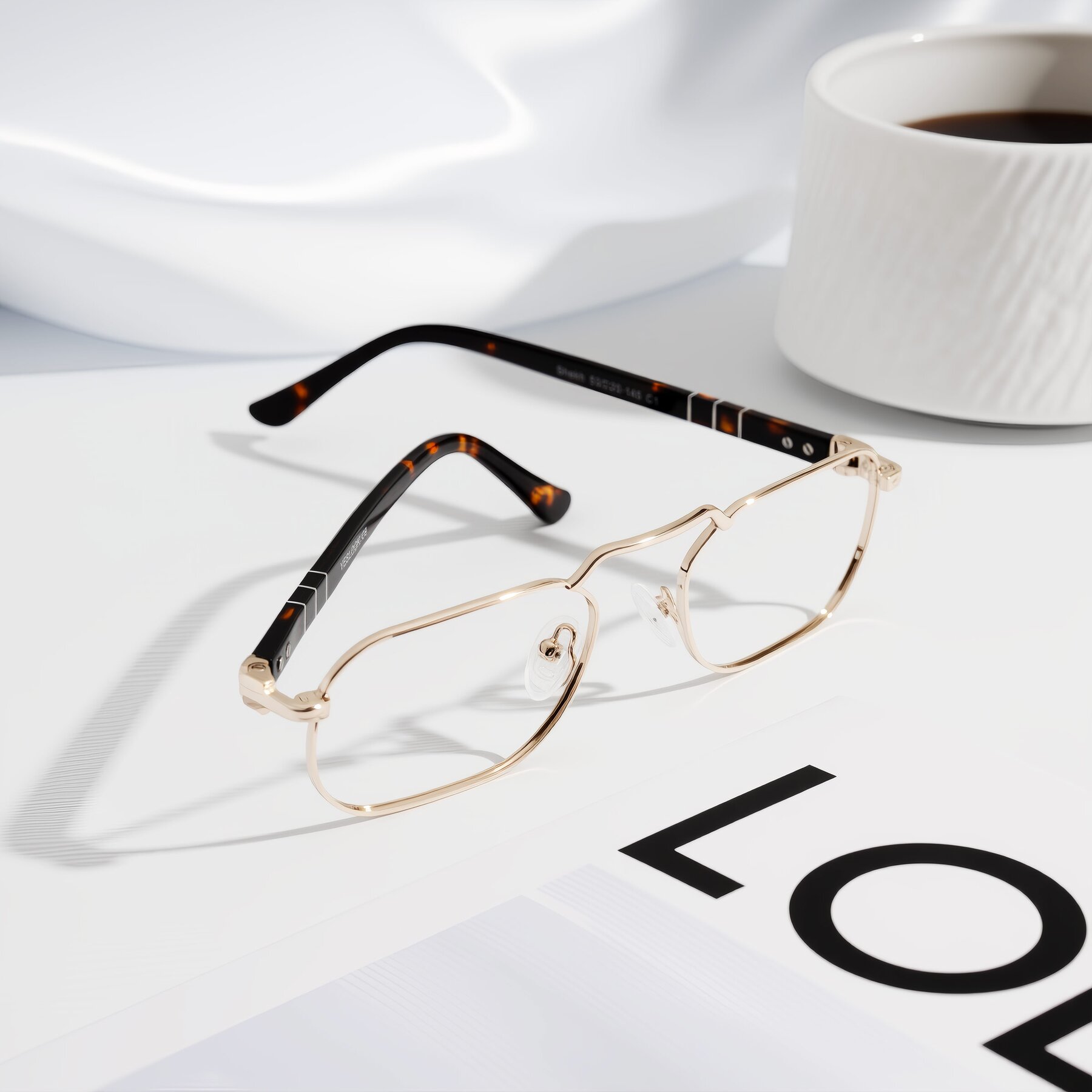 Lifestyle photography #2 of Shekh in Gold with Clear Eyeglass Lenses