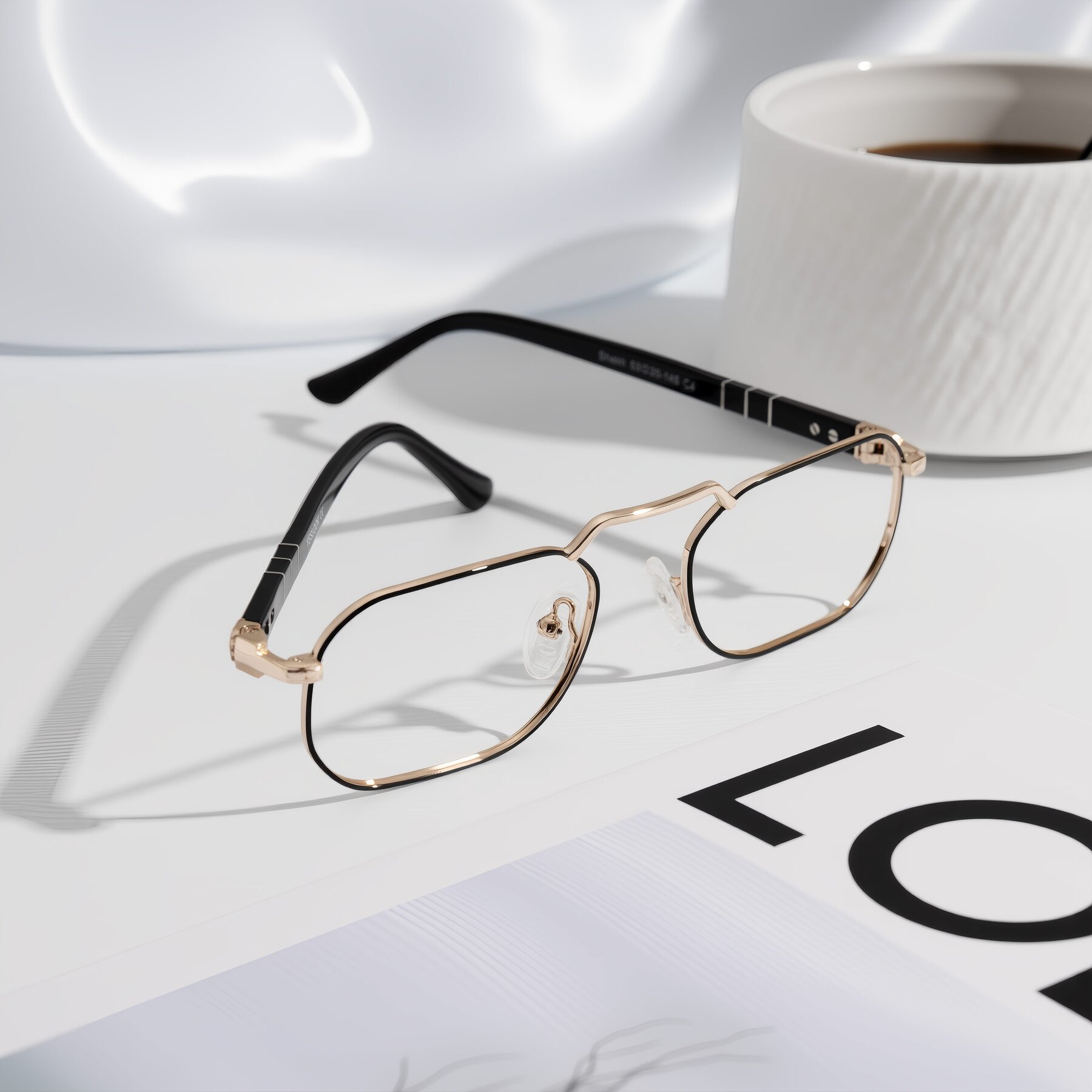 Lifestyle photography #1 of Shekh in Black/Gold with Clear Eyeglass Lenses