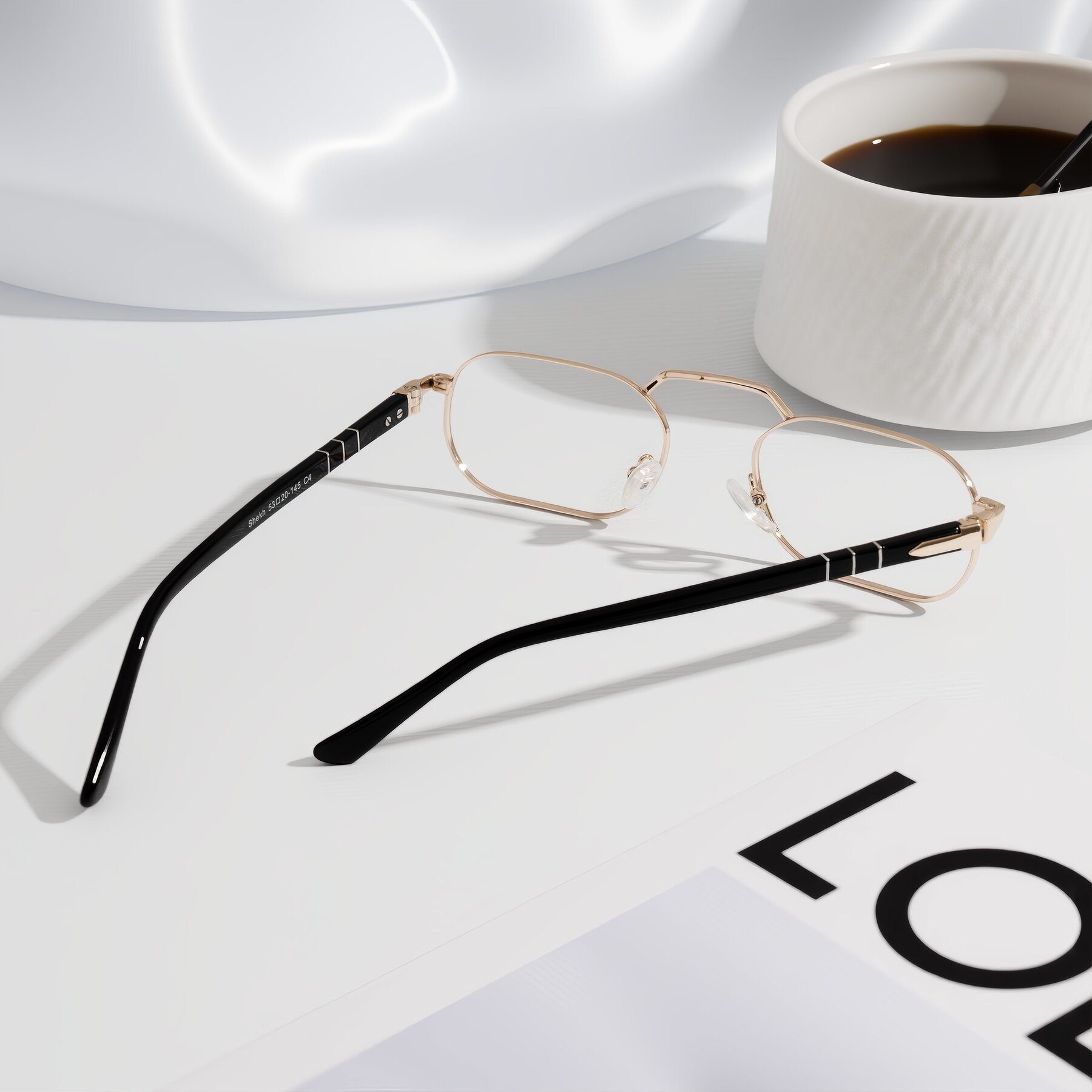 Lifestyle photography #2 of Shekh in Black/Gold with Clear Eyeglass Lenses