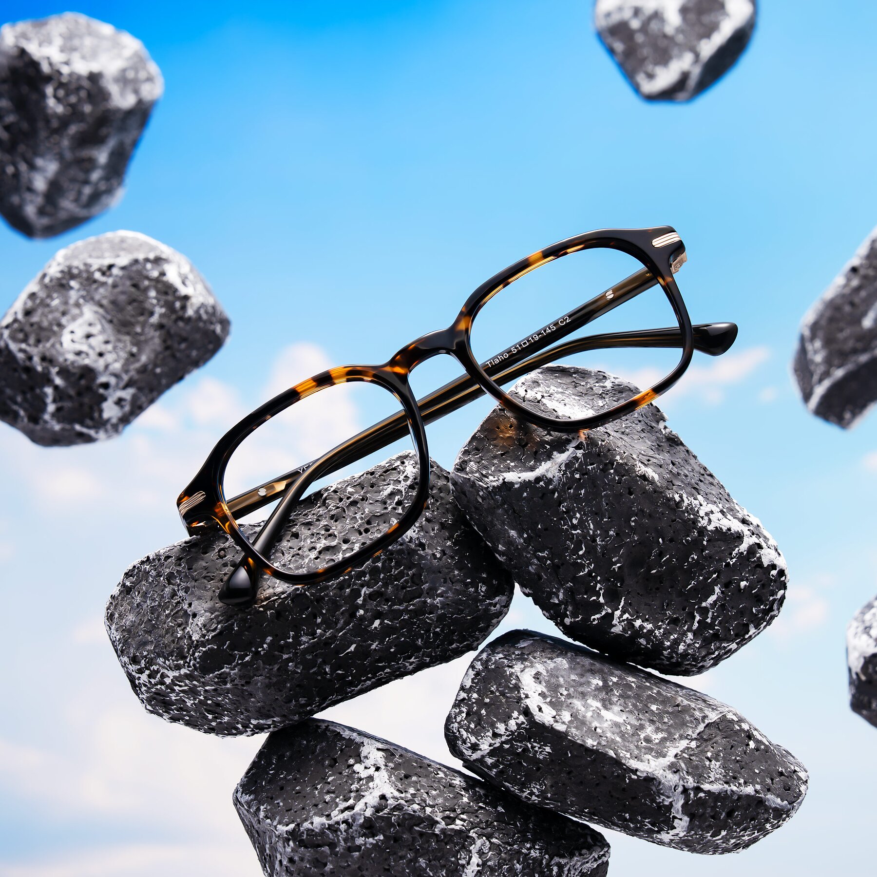 Lifestyle photography #1 of Tlaho in Tortoise with Clear Blue Light Blocking Lenses