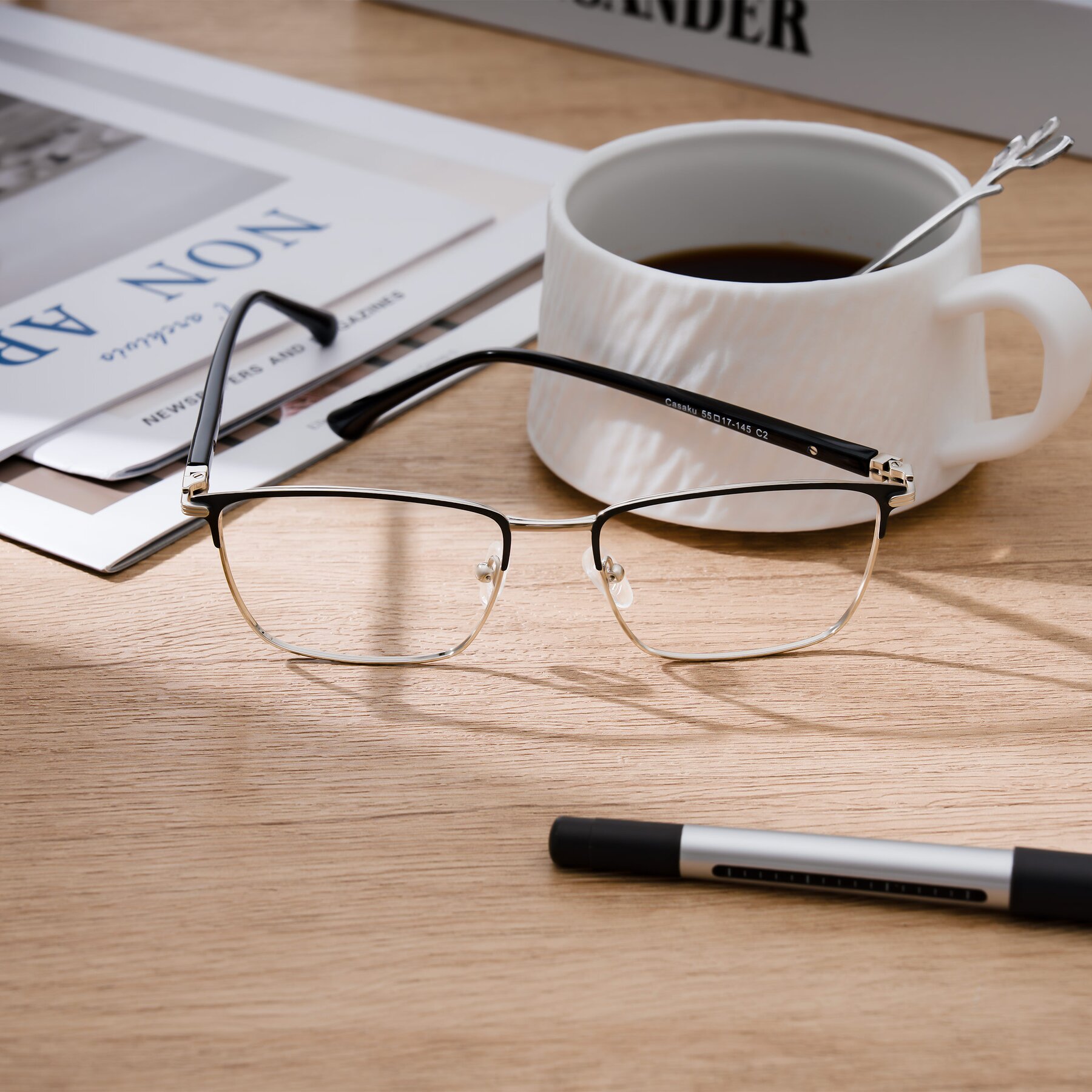 Men's lifestyle photography #2 of Casaku in Dark Gray/Silver with Clear Eyeglass Lenses