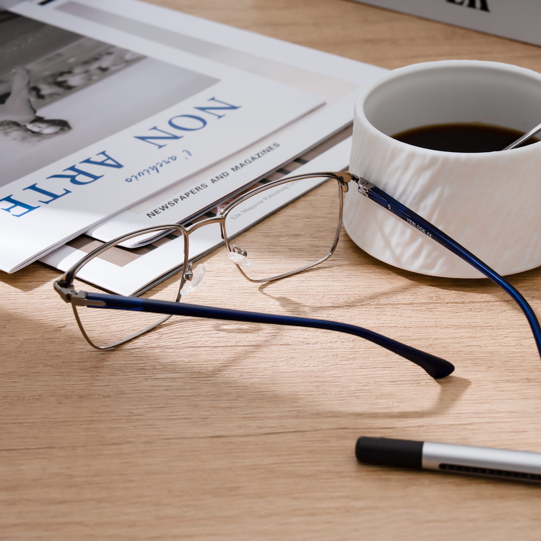 Men's lifestyle photography #2 of Casaku in Blue/Silver with Clear Eyeglass Lenses