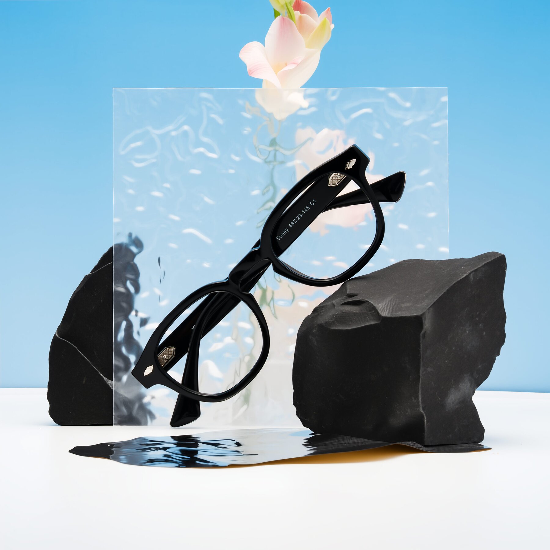 Lifestyle photography #1 of Sunny in Black with Clear Eyeglass Lenses