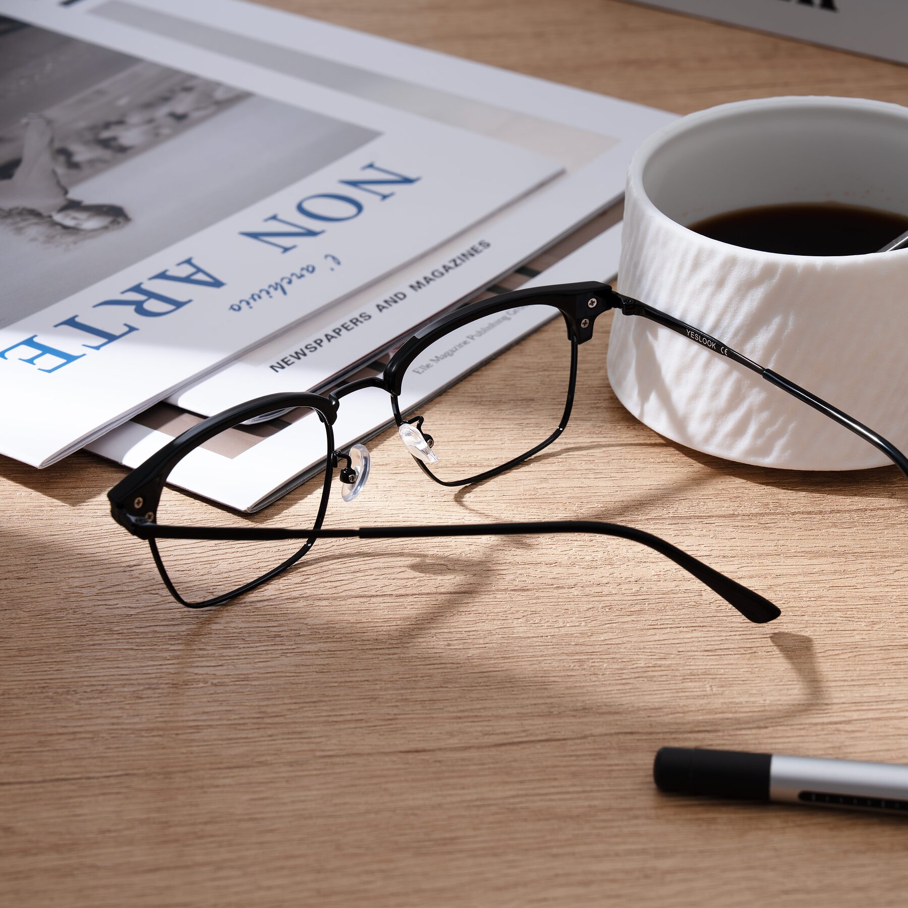 Lifestyle photography #2 of Adsule in Black with Clear Blue Light Blocking Lenses