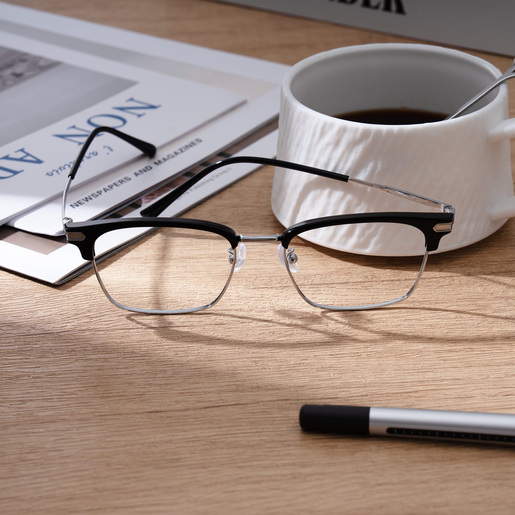 Lifestyle photography #1 of Adsule in Black/Silver with Clear Eyeglass Lenses