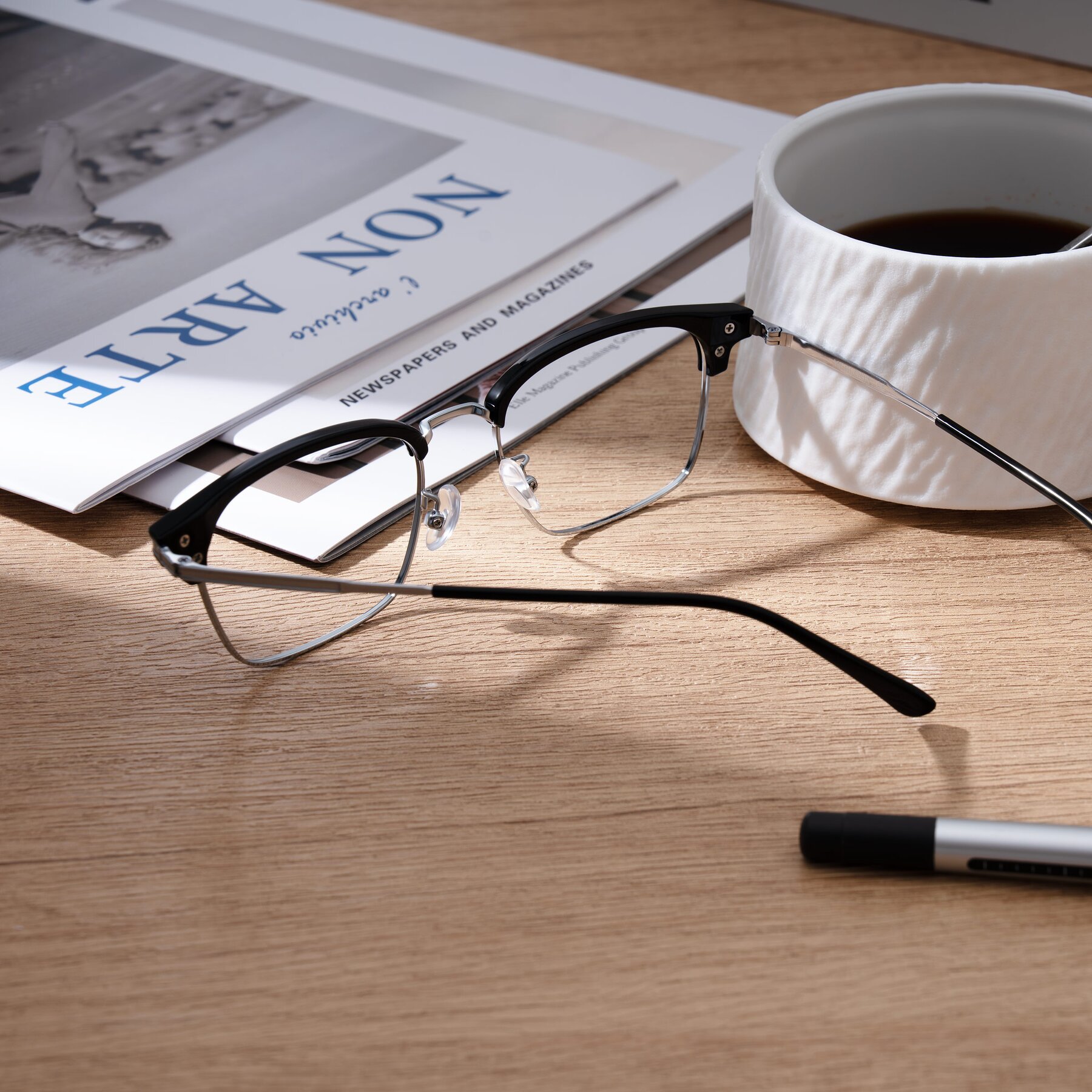 Lifestyle photography #2 of Adsule in Black/Silver with Clear Eyeglass Lenses