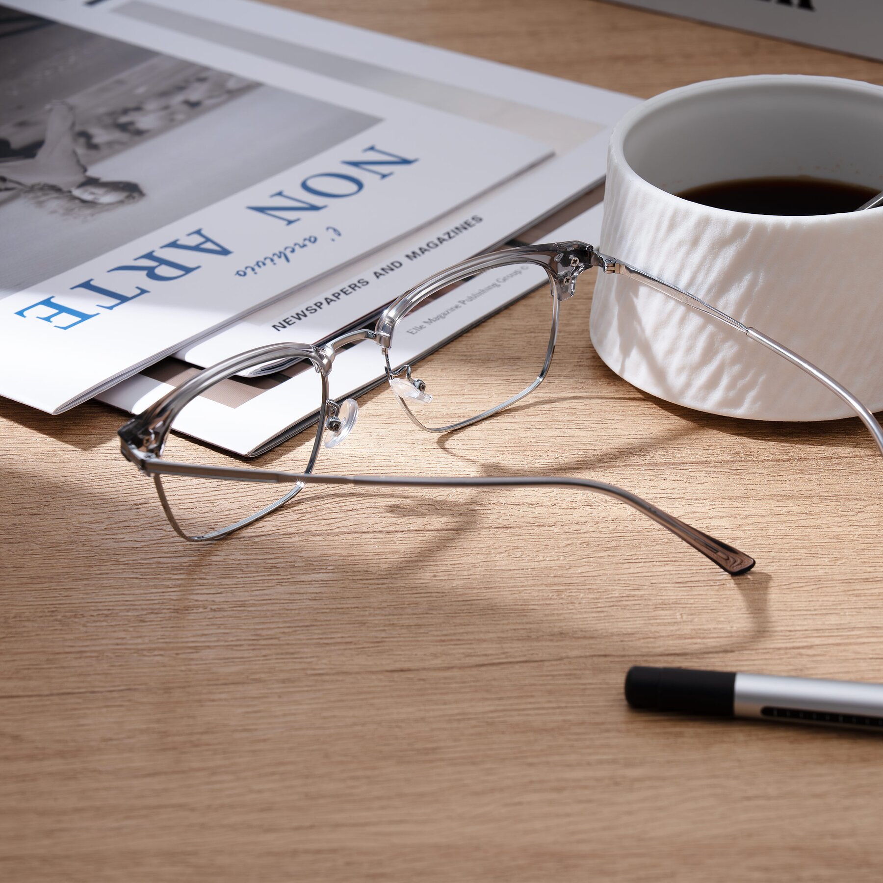 Lifestyle photography #2 of Adsule in Clear Gray/Silver with Clear Eyeglass Lenses