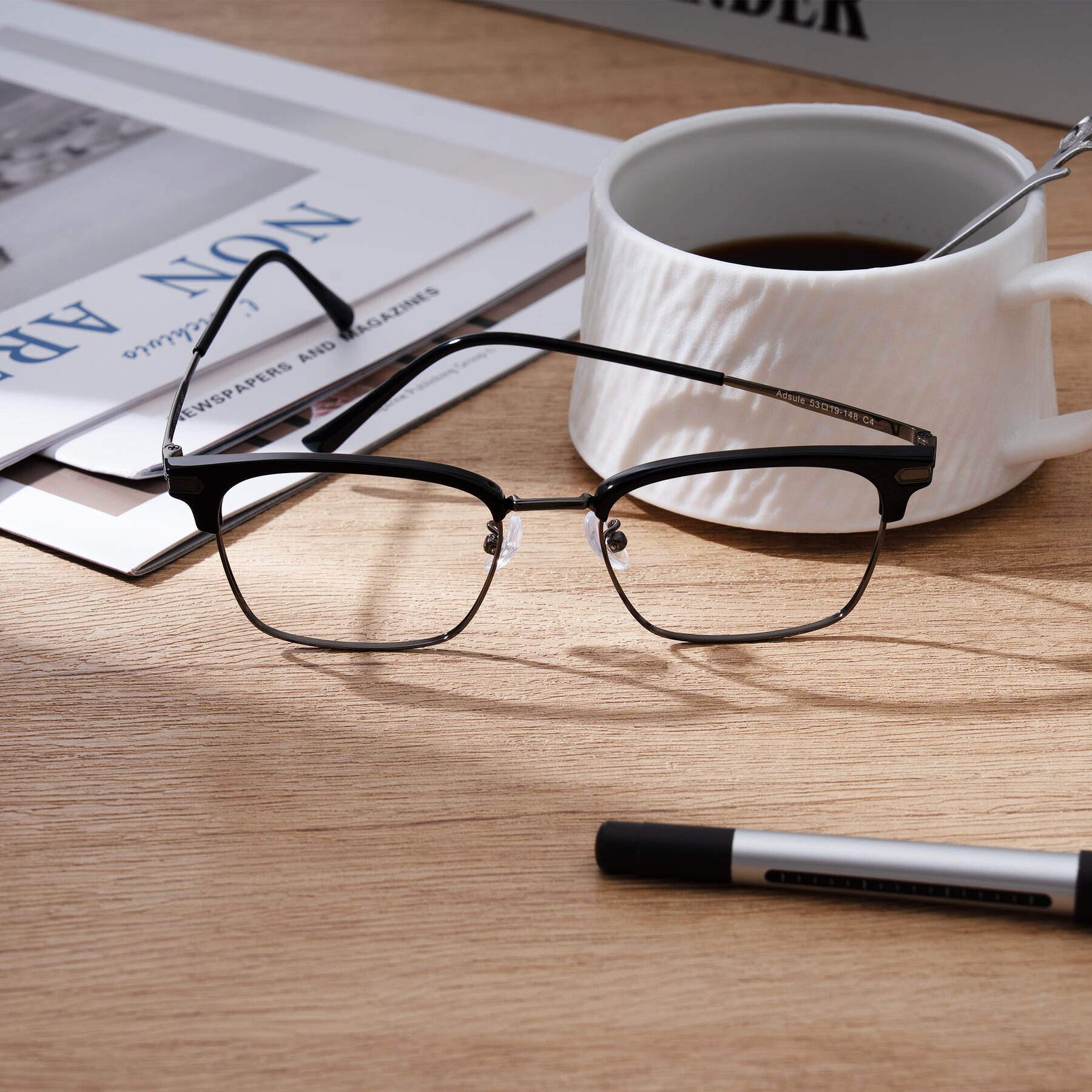 Lifestyle photography #1 of Adsule in Black/Gunmetal with Clear Eyeglass Lenses