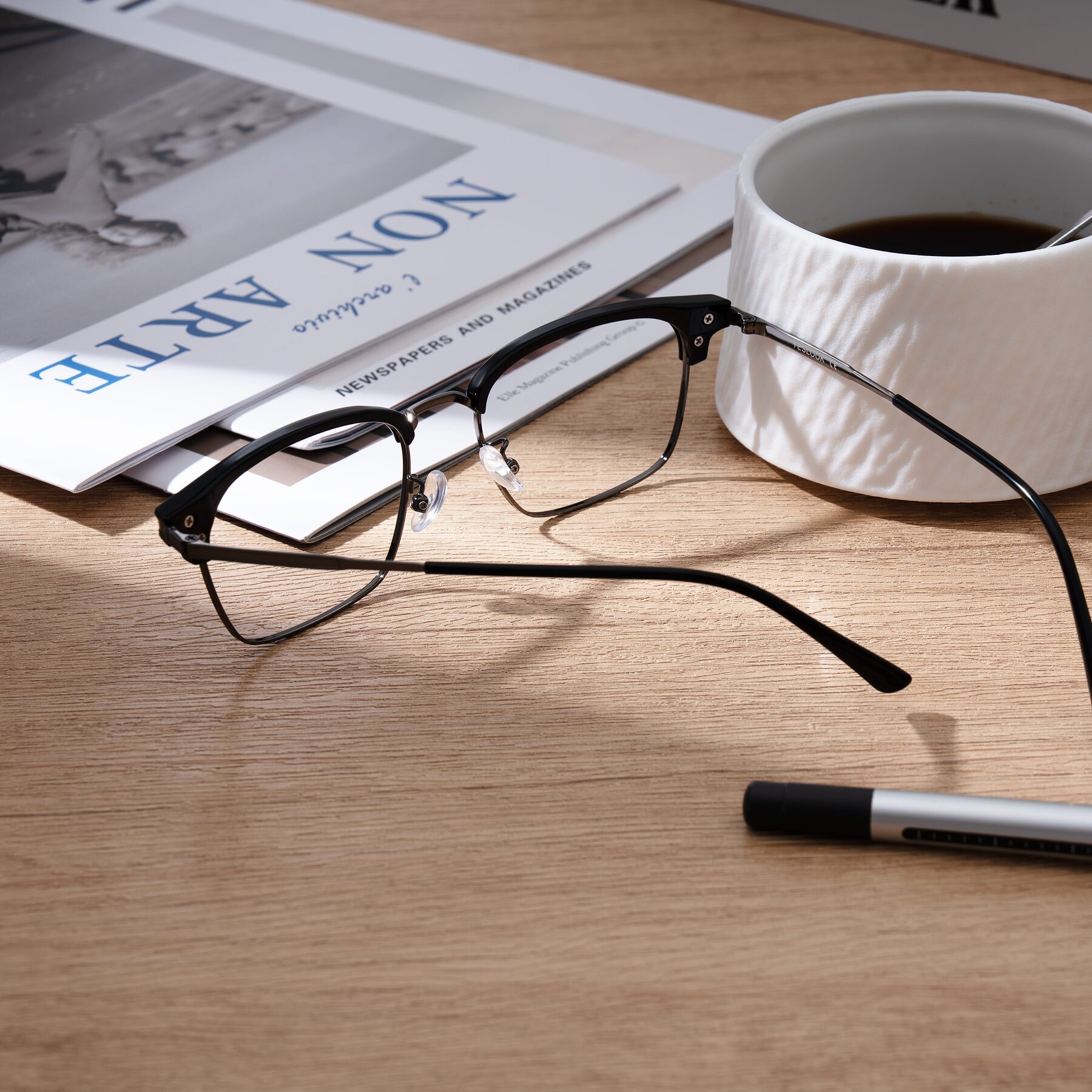 Lifestyle photography #2 of Adsule in Black/Gunmetal with Clear Eyeglass Lenses