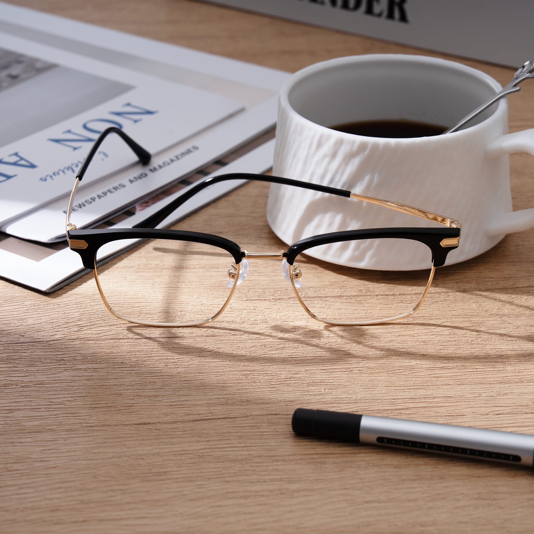 Lifestyle photography #1 of Adsule in Black/Gold with Clear Eyeglass Lenses