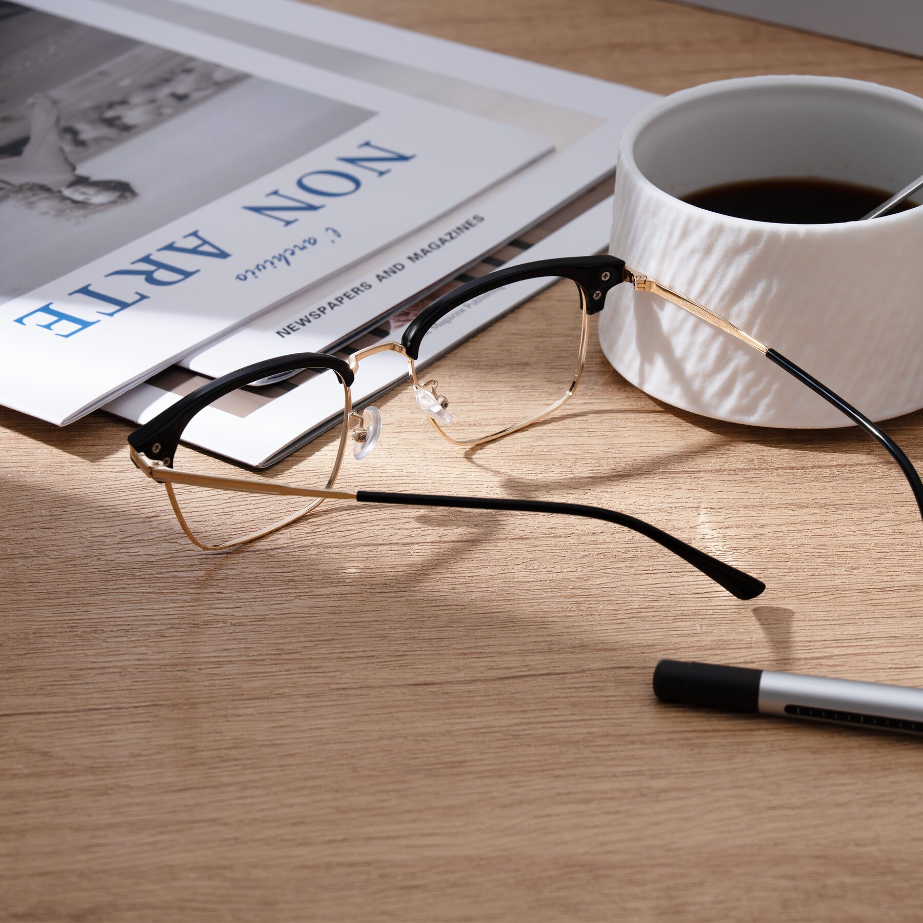 Lifestyle photography #2 of Adsule in Black/Gold with Clear Eyeglass Lenses