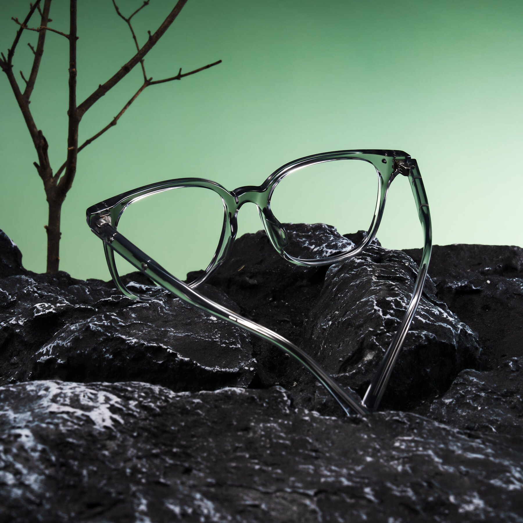 Lifestyle photography #2 of Lozzuri in Transparent Gray with Clear Eyeglass Lenses