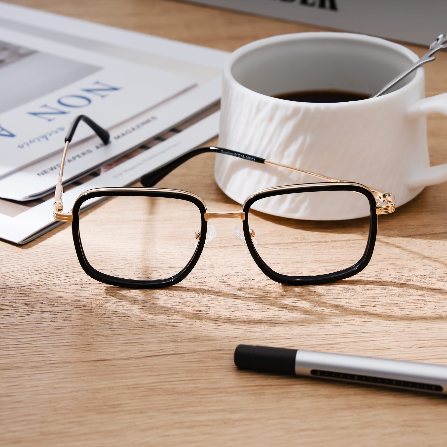 Lifestyle photography #1 of Guadiaro in Black/Gold with Clear Eyeglass Lenses