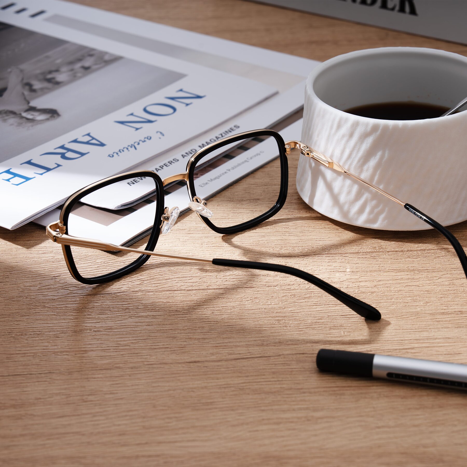Lifestyle photography #2 of Guadiaro in Black/Gold with Clear Blue Light Blocking Lenses