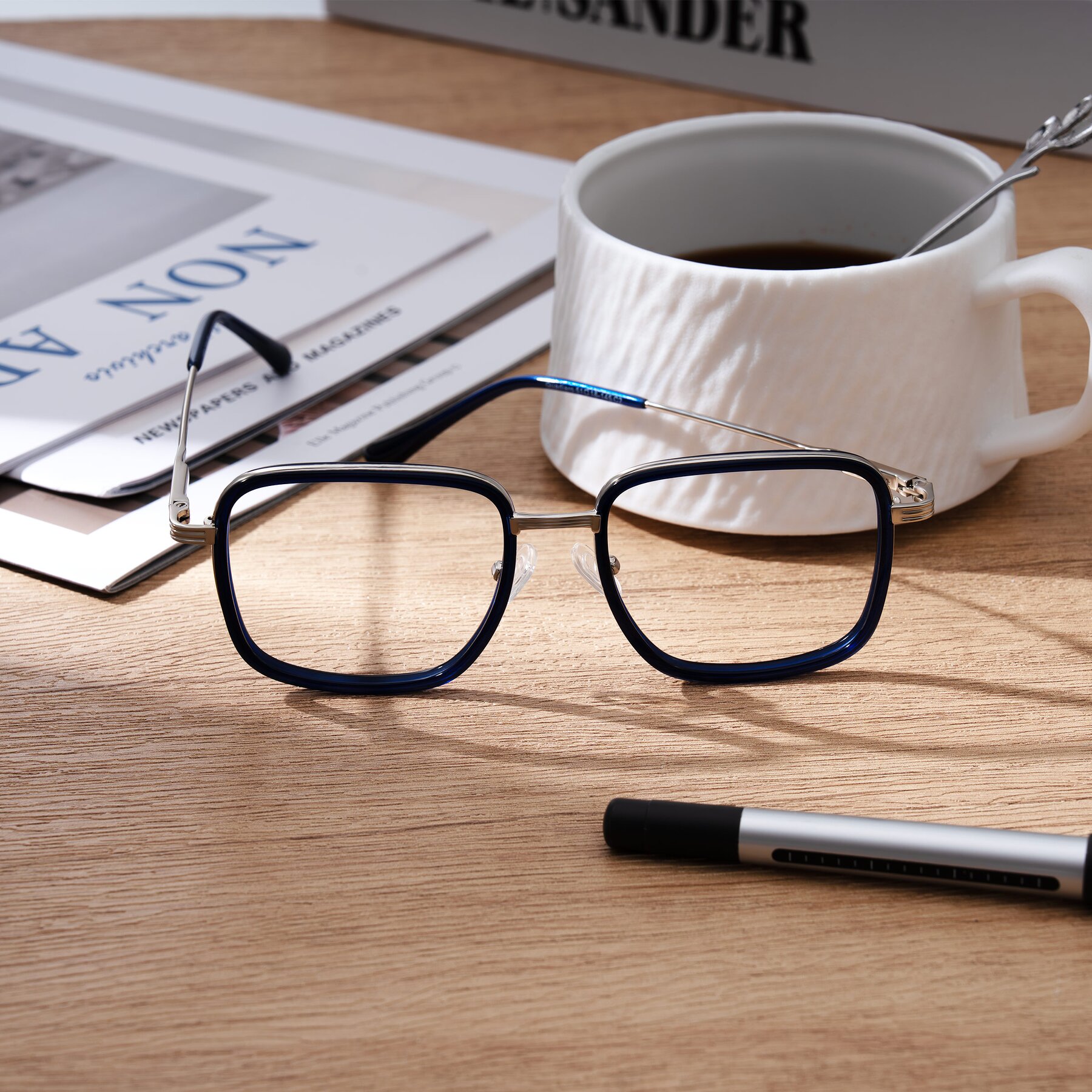 Lifestyle photography #1 of Guadiaro in Blue/Silver with Clear Blue Light Blocking Lenses