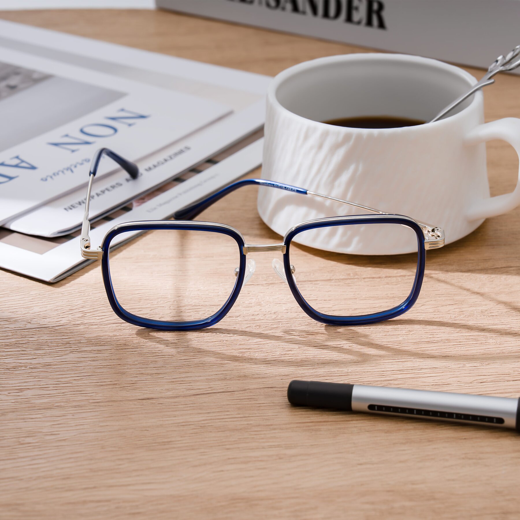 Lifestyle photography #1 of Guadiaro in Blue/Silver with Clear Eyeglass Lenses