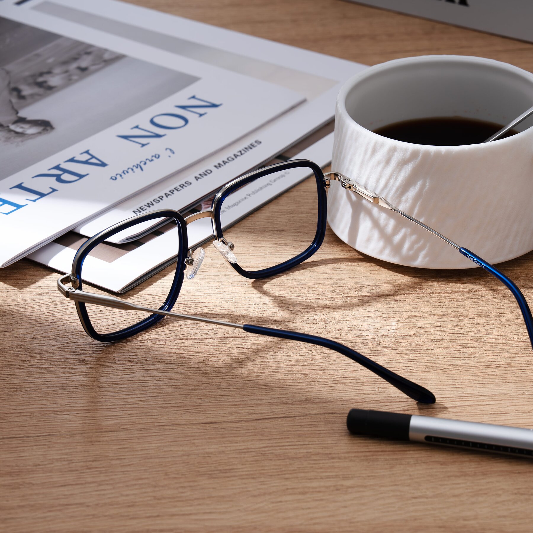 Lifestyle photography #2 of Guadiaro in Blue/Silver with Clear Blue Light Blocking Lenses