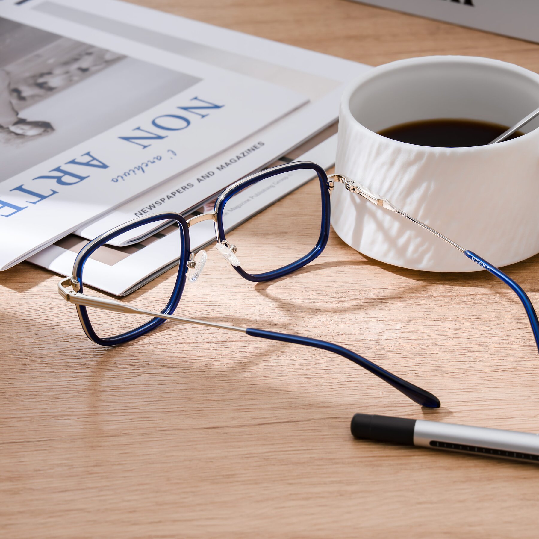 Lifestyle photography #2 of Guadiaro in Blue/Silver with Clear Eyeglass Lenses