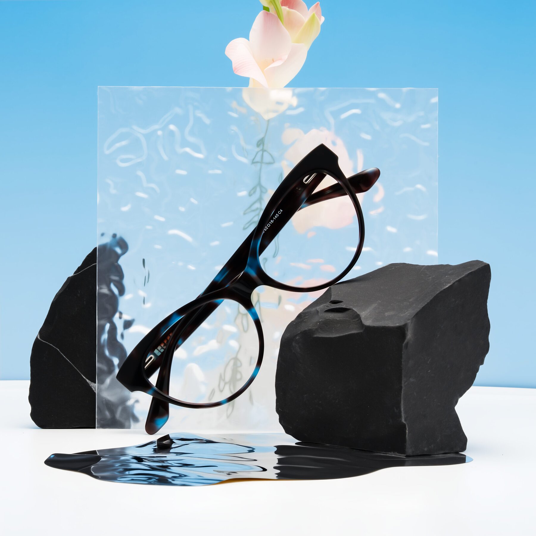 Women's lifestyle photography #1 of Carrick in Blue Shadow with Clear Eyeglass Lenses