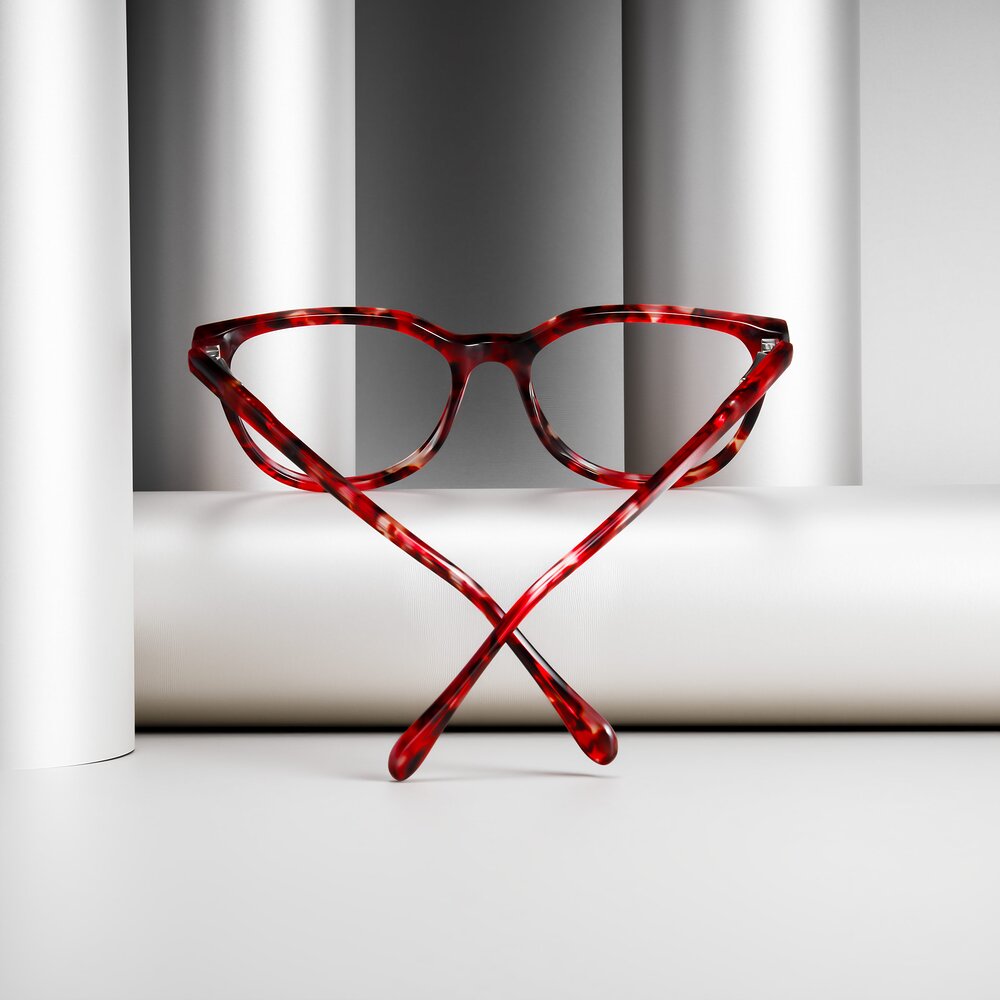 Red Tortoise Narrow Acetate Cat-Eye Eyeglasses