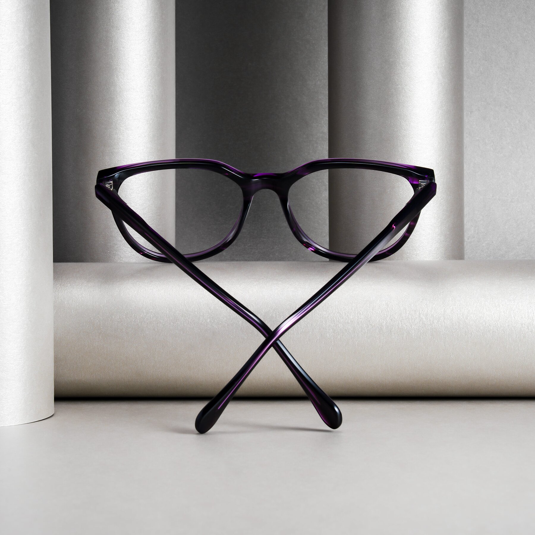 Women's lifestyle photography #1 of Glenroe in Purple Striped with Clear Eyeglass Lenses